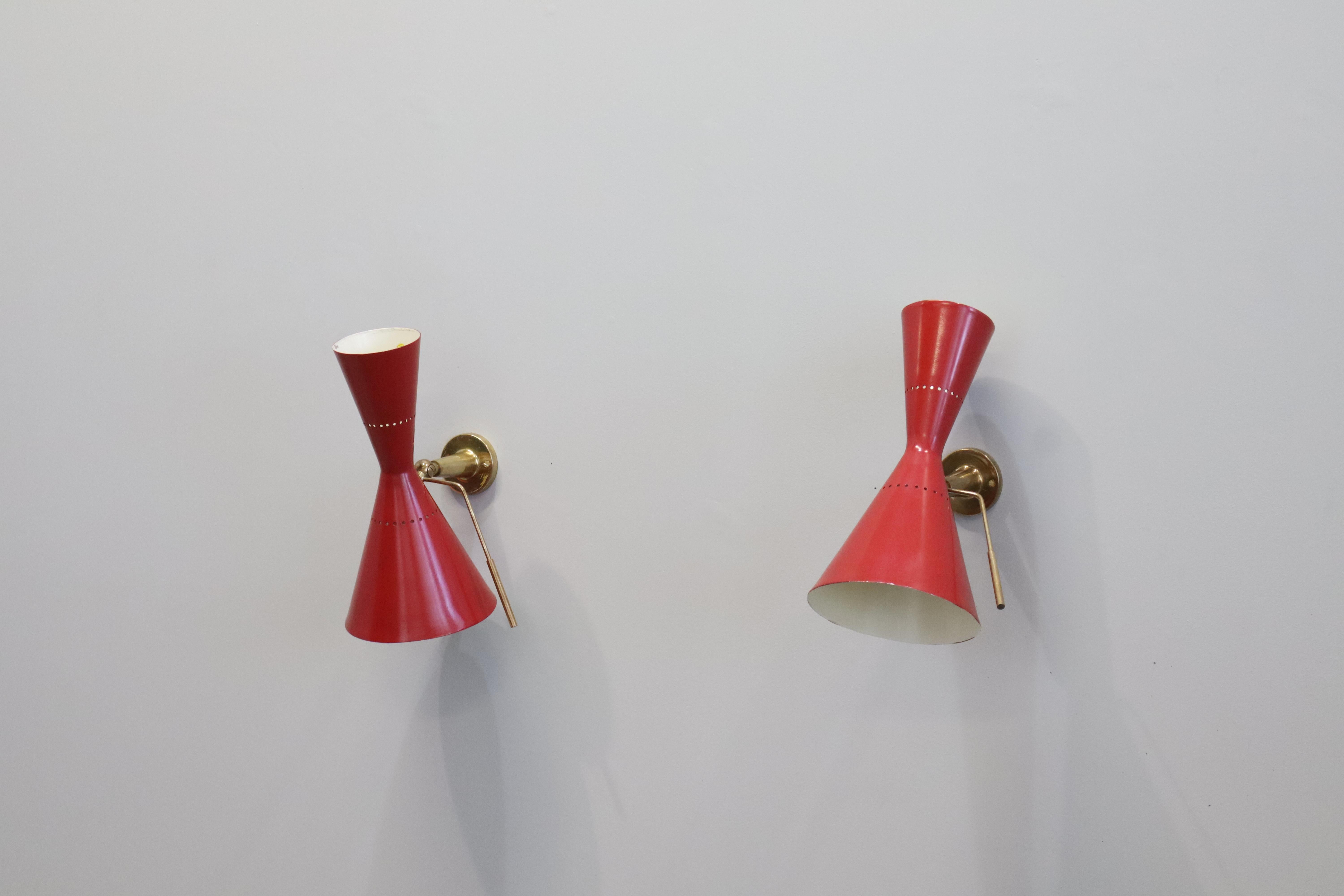 Mid-Century Modern Four Stilnovo wall sconces , Italy, 1960s For Sale