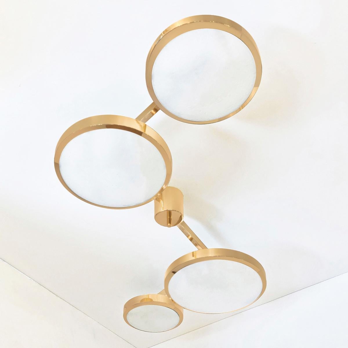 Modern Quattro Ceiling Light by Gaspare Asaro-Polished Brass Finish For Sale