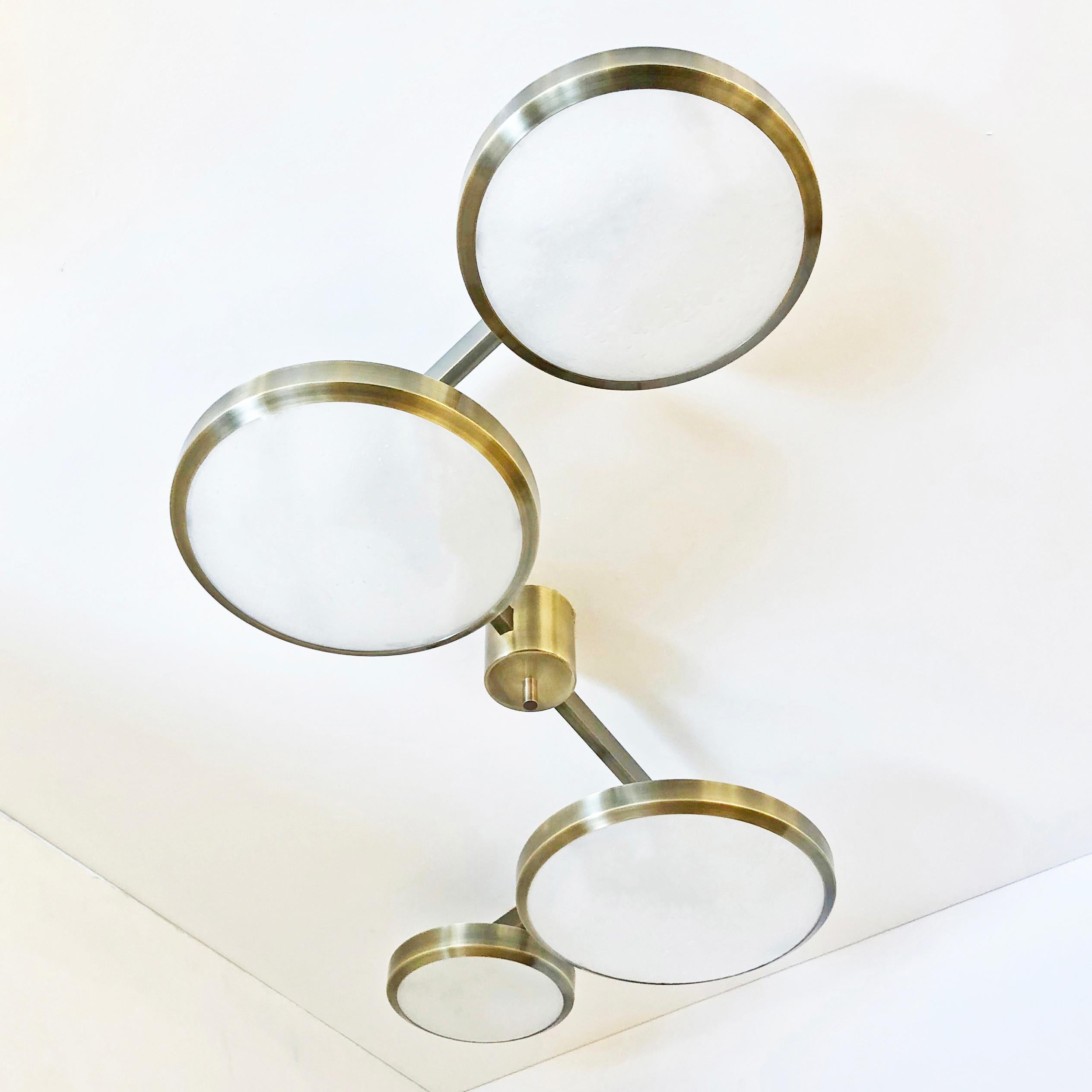 Quattro Ceiling Light by Gaspare Asaro-Polished Brass Finish In New Condition For Sale In New York, NY