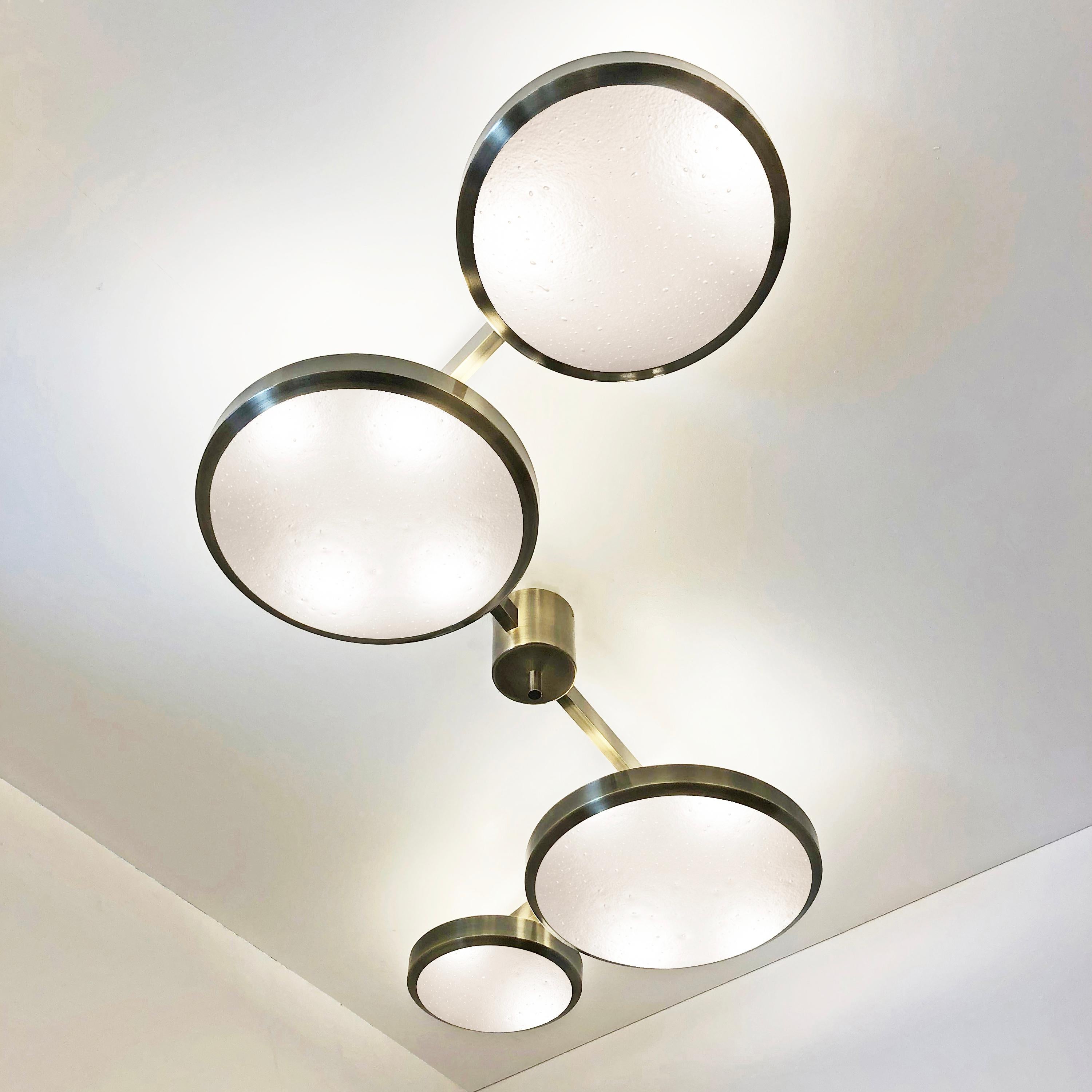 Quattro Ceiling Light by Gaspare Asaro-Polished Brass Finish For Sale 2
