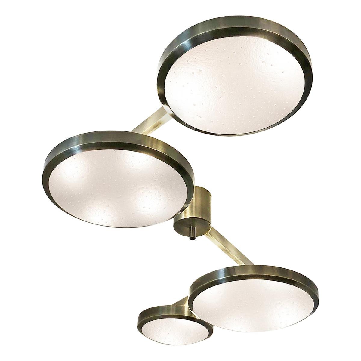 Contemporary Quattro Ceiling Light by Gaspare Asaro - Polished Brass Finish For Sale