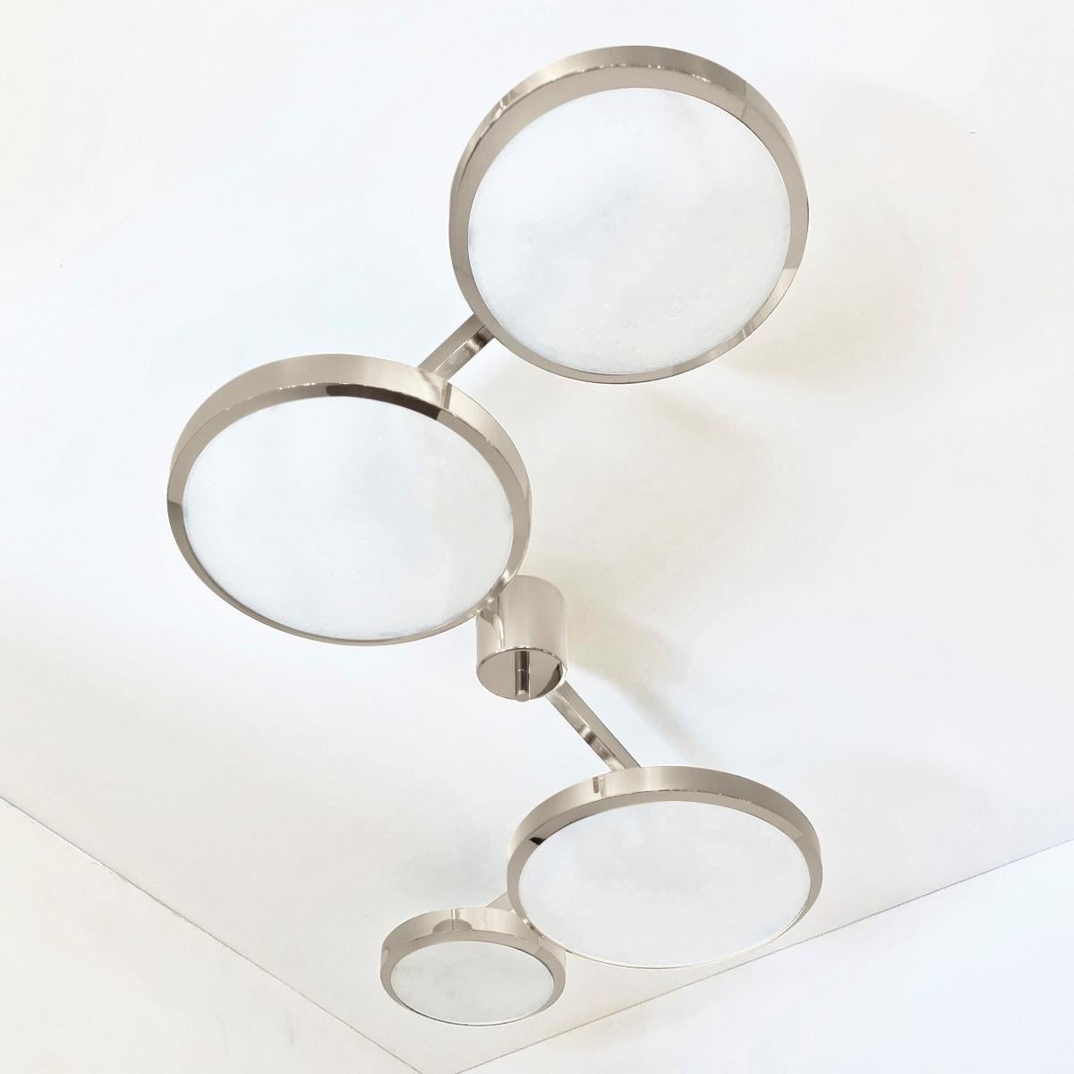 Modern Quattro Ceiling Light by Gaspare Asaro-Polished Nickel Finish For Sale