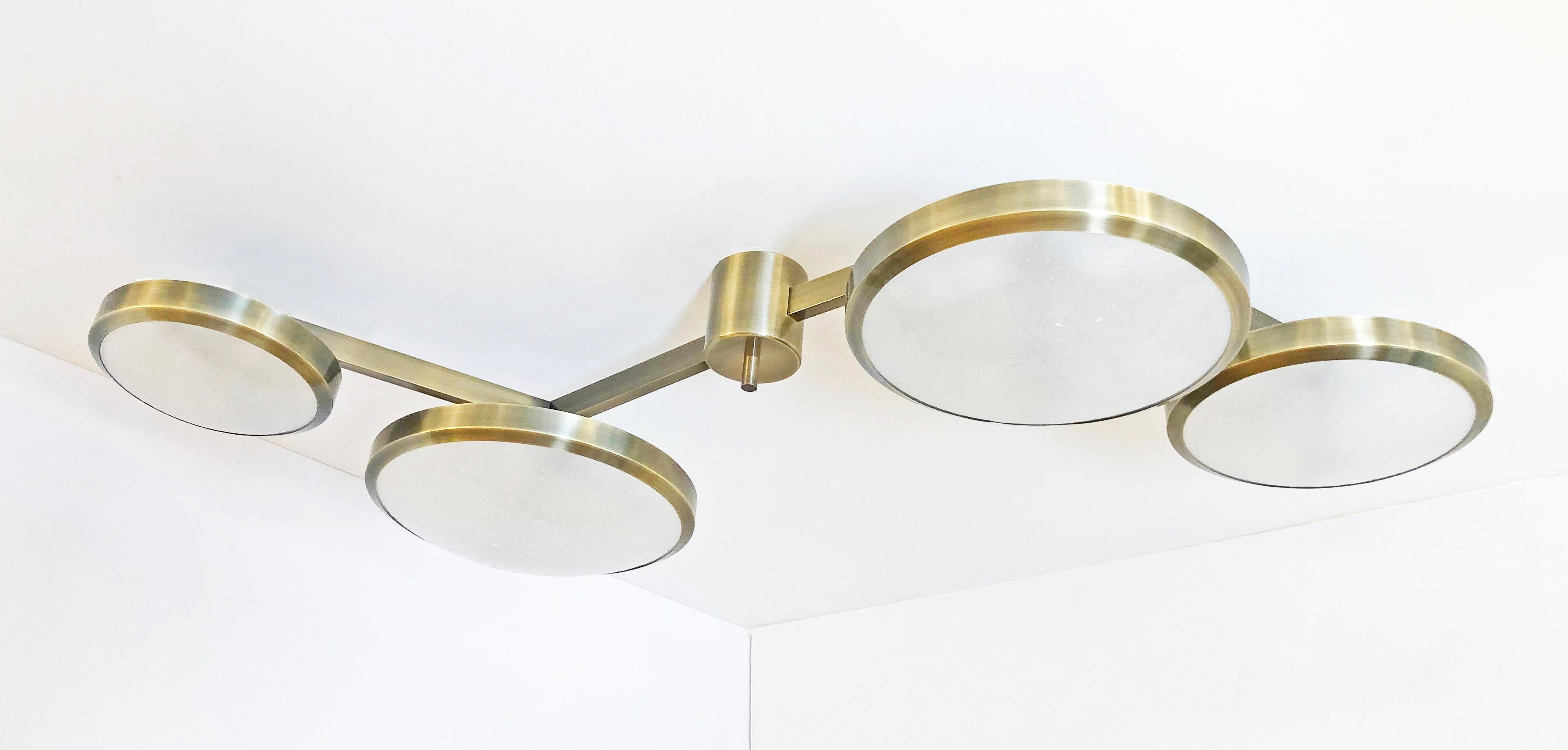 Brass Quattro Ceiling Light by Gaspare Asaro-Polished Nickel Finish For Sale