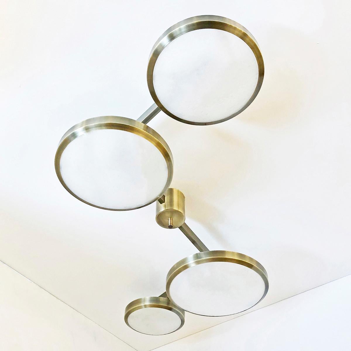 Quattro Ceiling Light by Gaspare Asaro-Polished Nickel Finish In New Condition For Sale In New York, NY