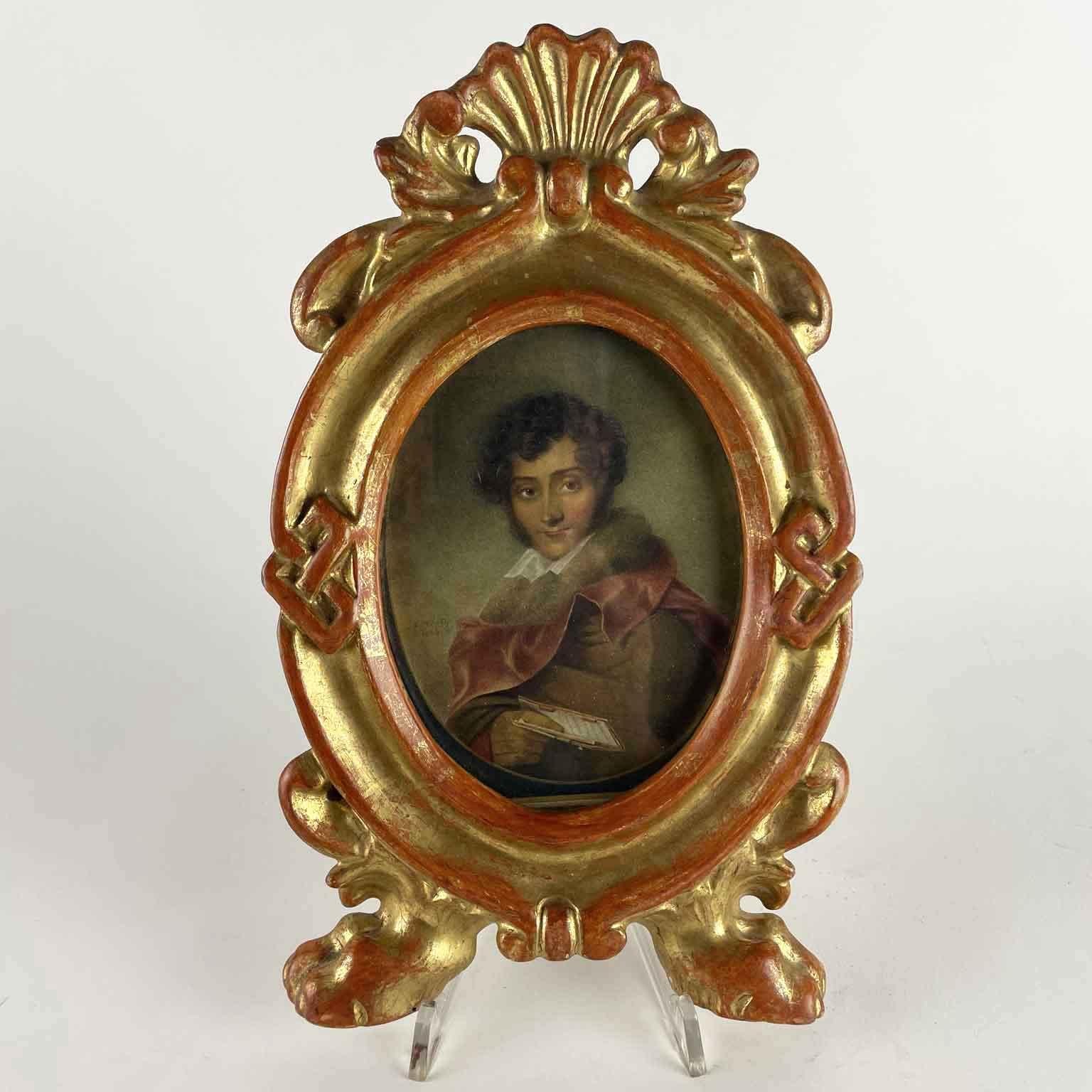 Quattro Cornici Portafoto Italiane Carlo XX in Legno Scolpito e Dorato Set di 4 (19th Century) im Angebot