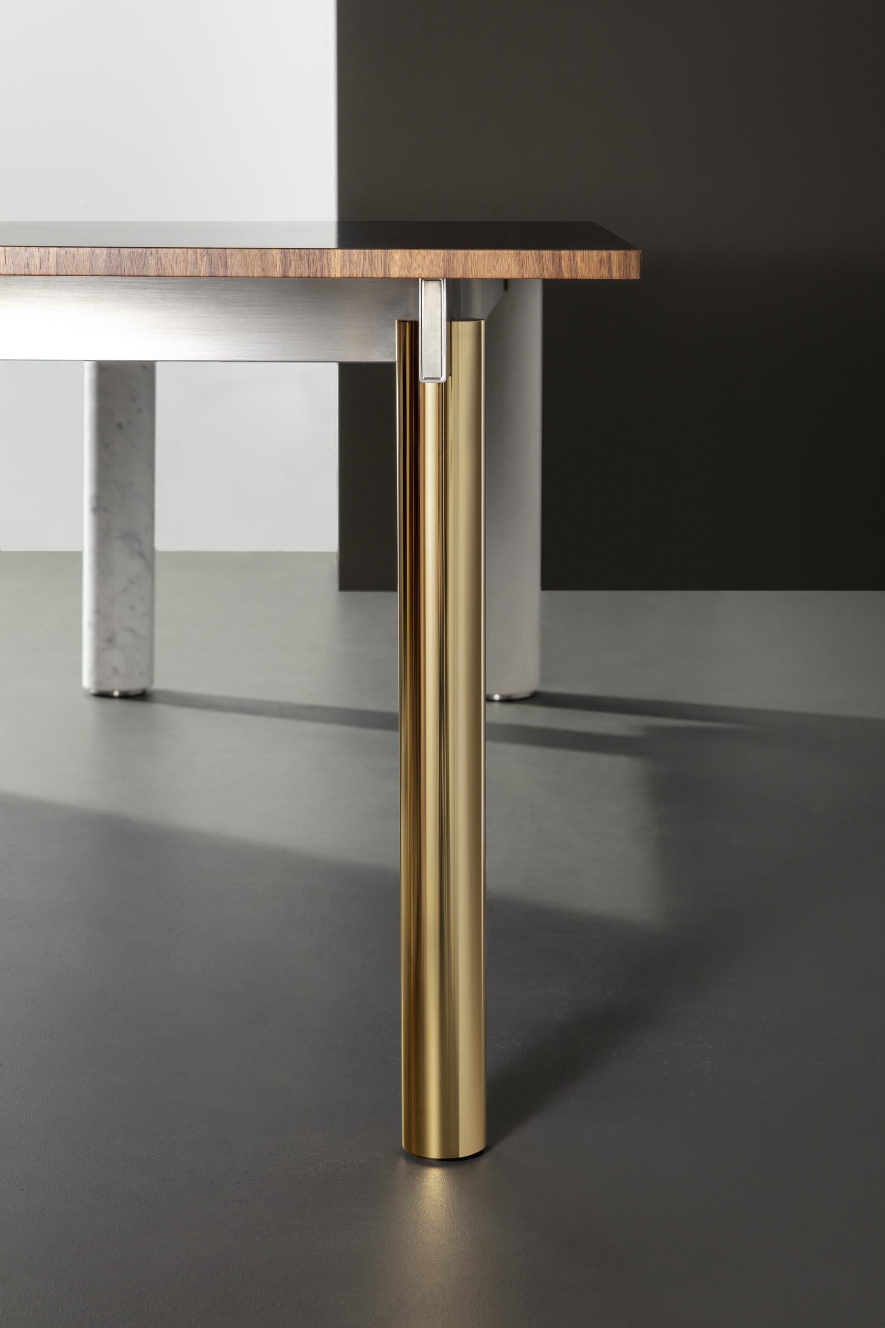 Brushed Quattro Gambe, Dining Table System, Designed by Francesco Faccin For Sale
