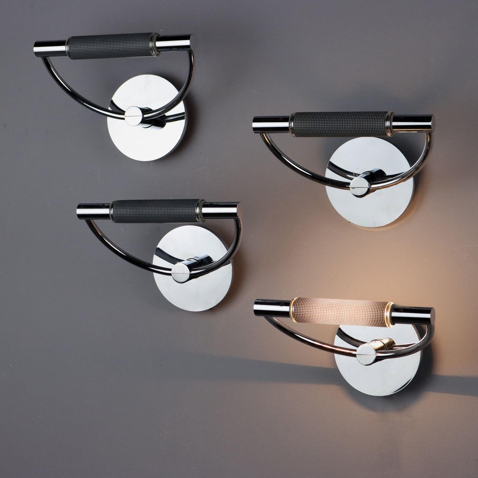Gruppo di 4 lampade a parete/soffitto, metallo nichelato. 