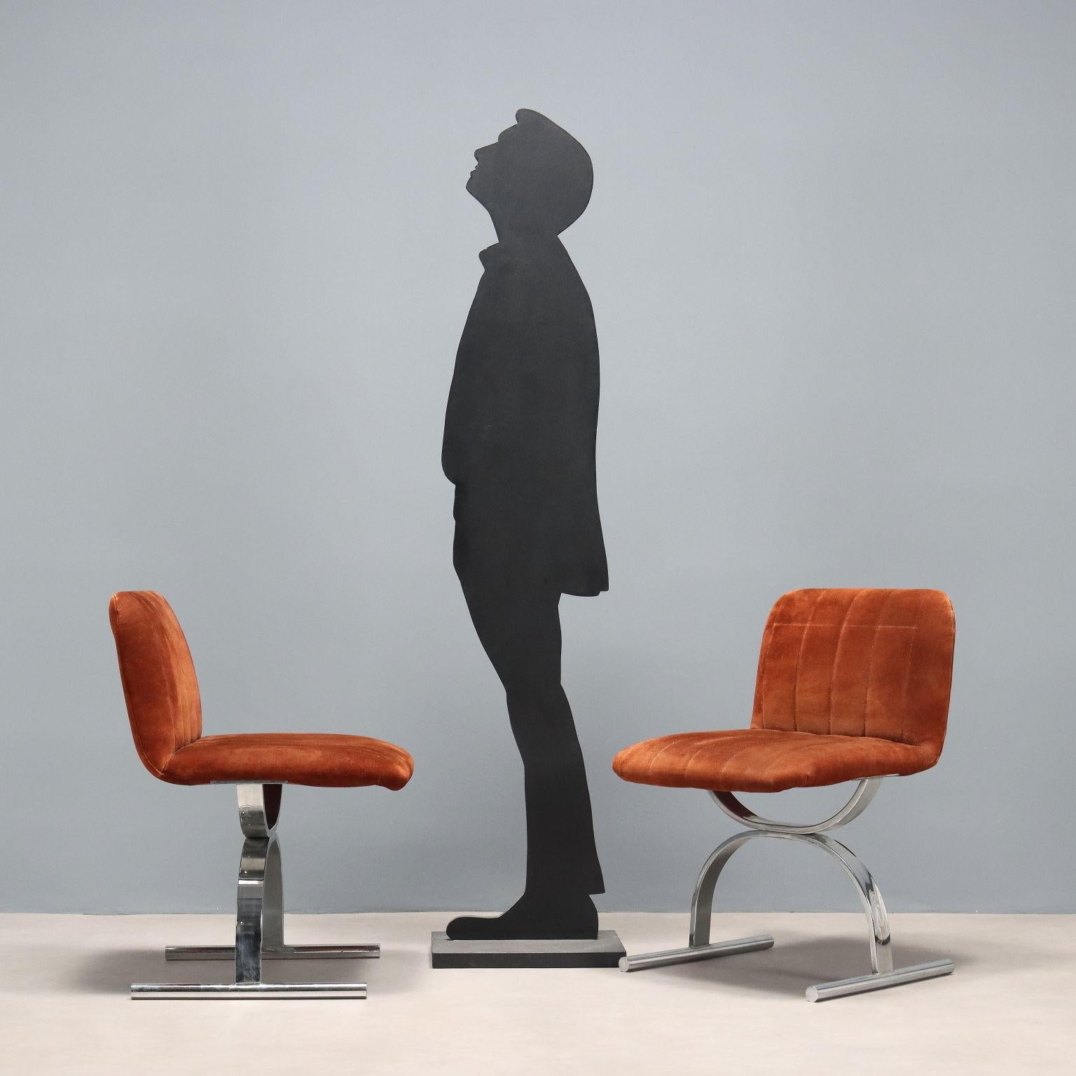 Modern Quattro poltroncine anni '70 color mattone Design di Renato Zevi For Sale