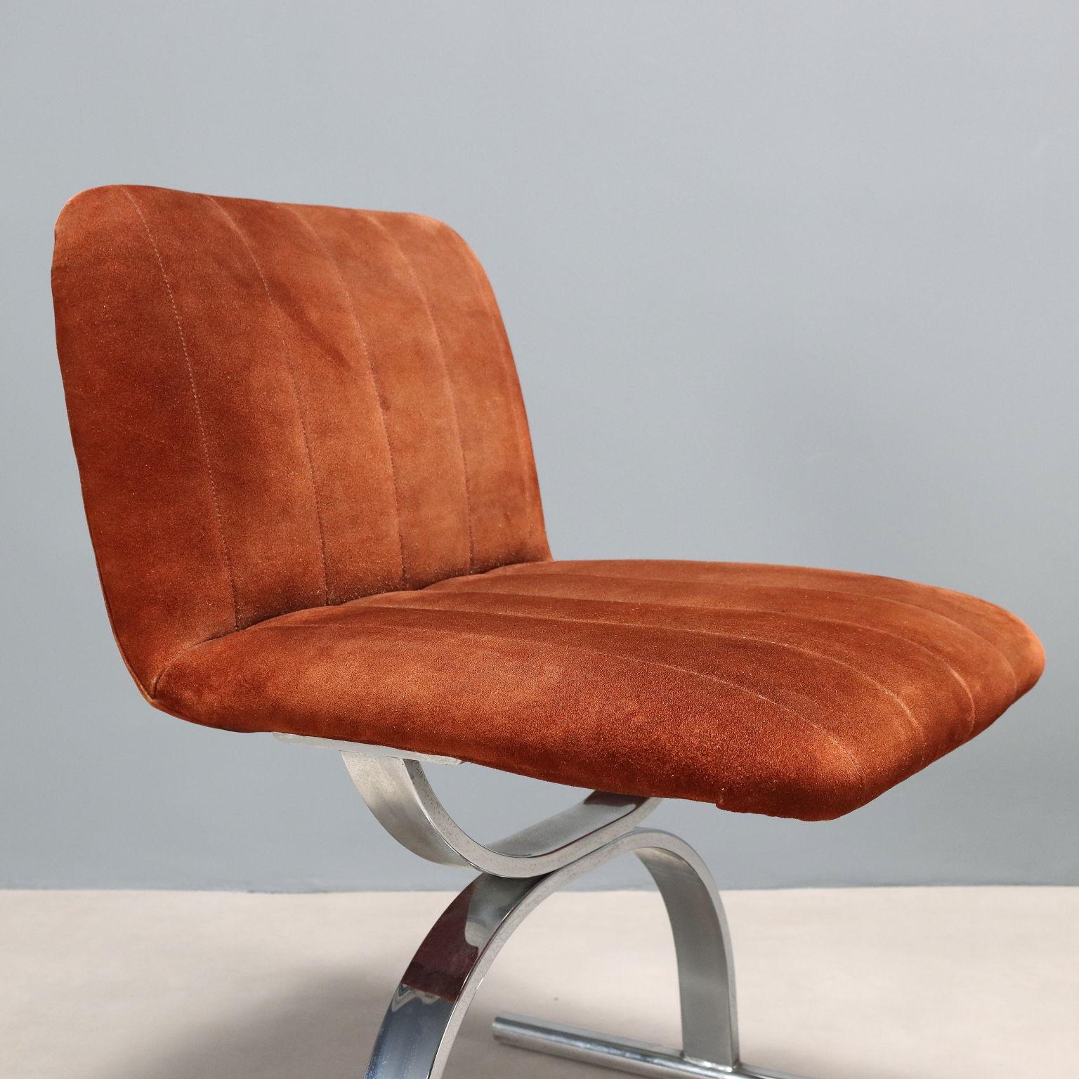 Late 20th Century Quattro poltroncine anni '70 color mattone Design di Renato Zevi For Sale