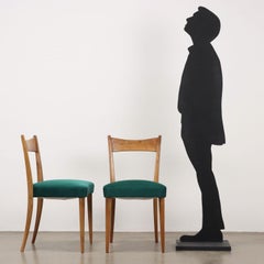 Four 1950s Chairs with Green Seat