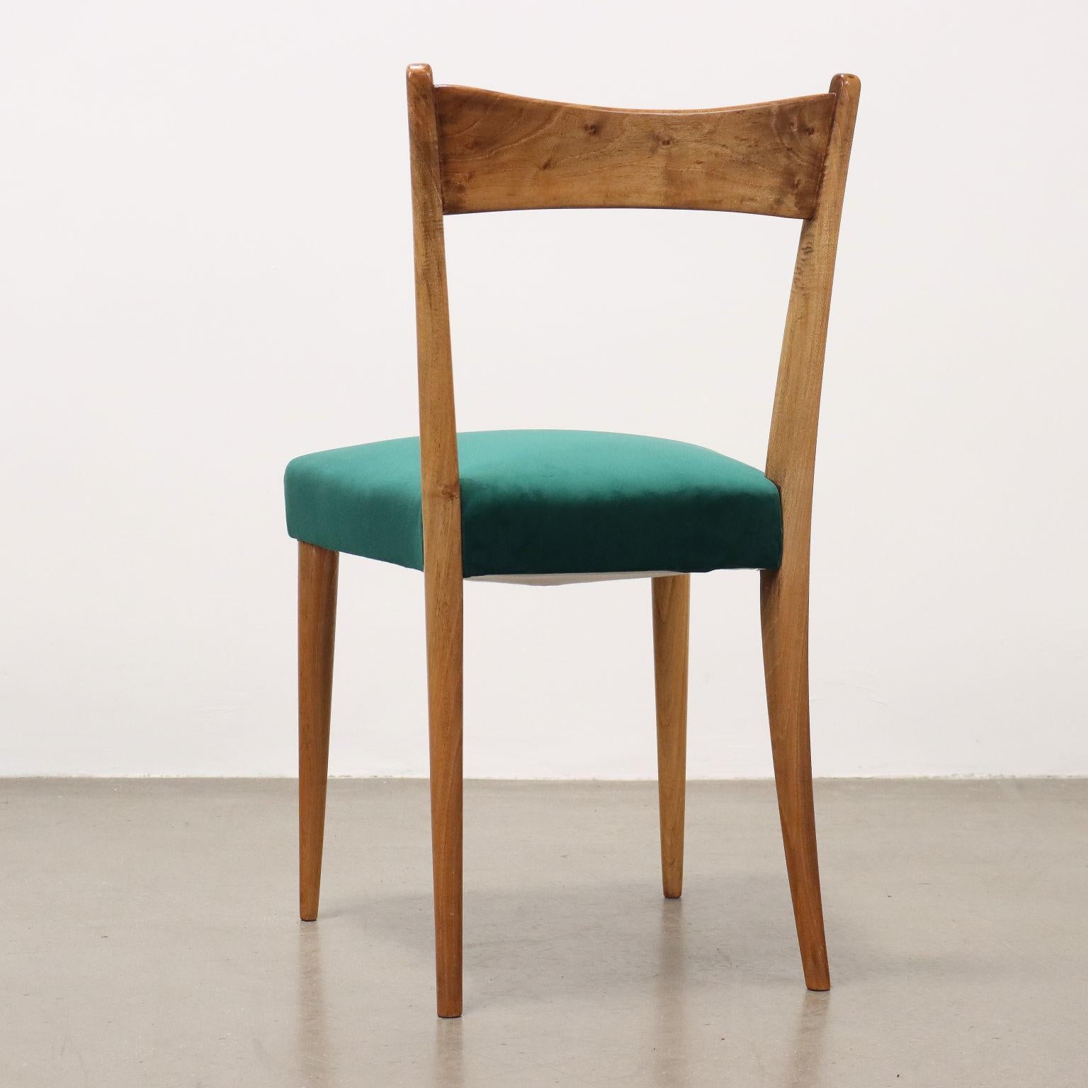 Vier 1950er Stühle mit grünen Sitzen im Angebot 2