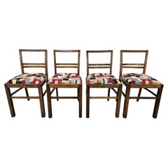 Four Art Deco walnut dining room chairs, 1940s