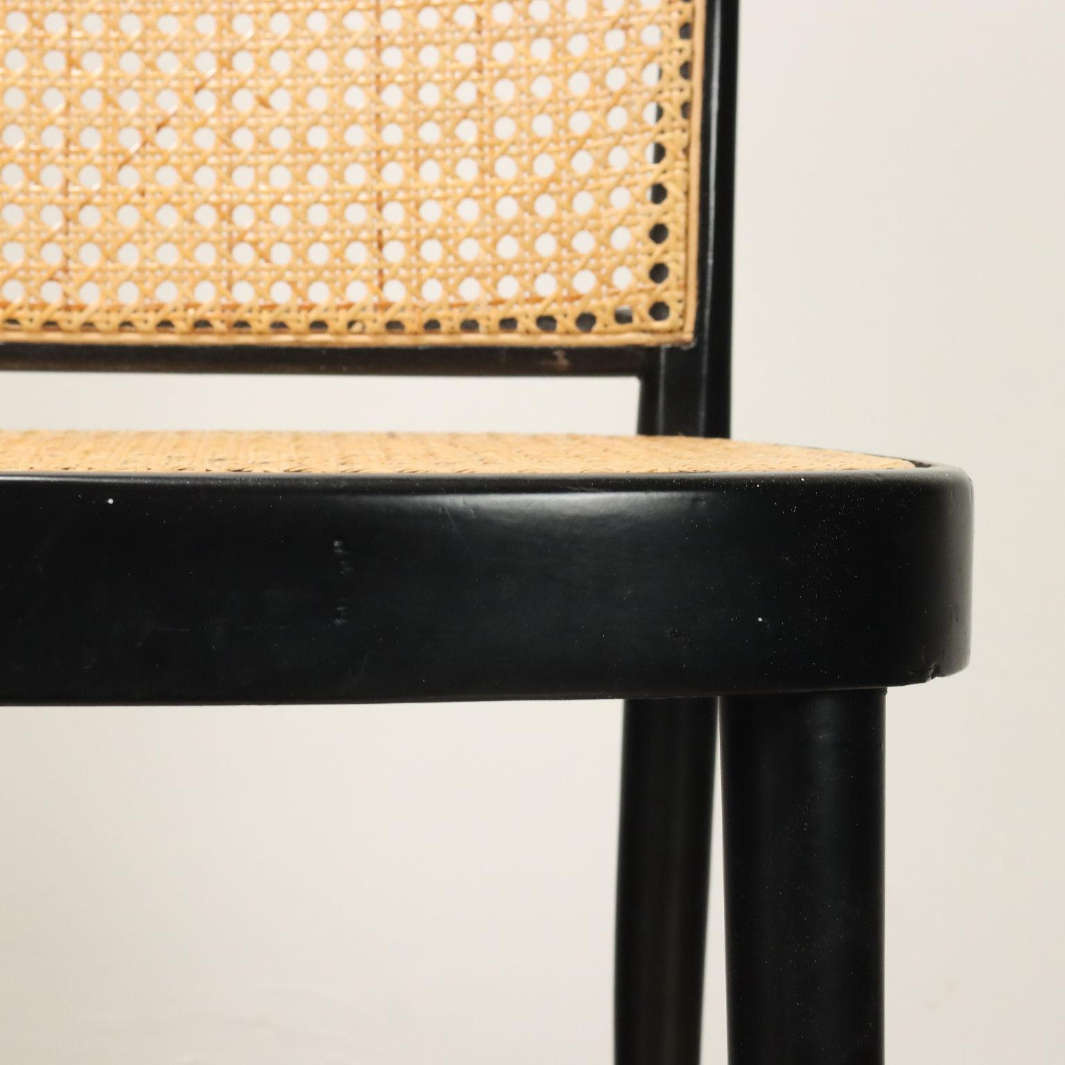 Lacquered Four chairs with Vienna Straw 1960s-70s