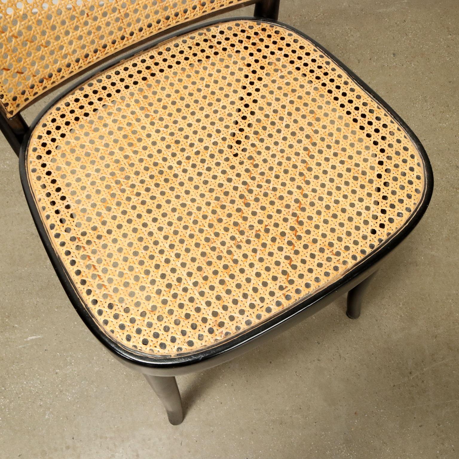 Mid-20th Century Four chairs with Vienna Straw 1960s-70s