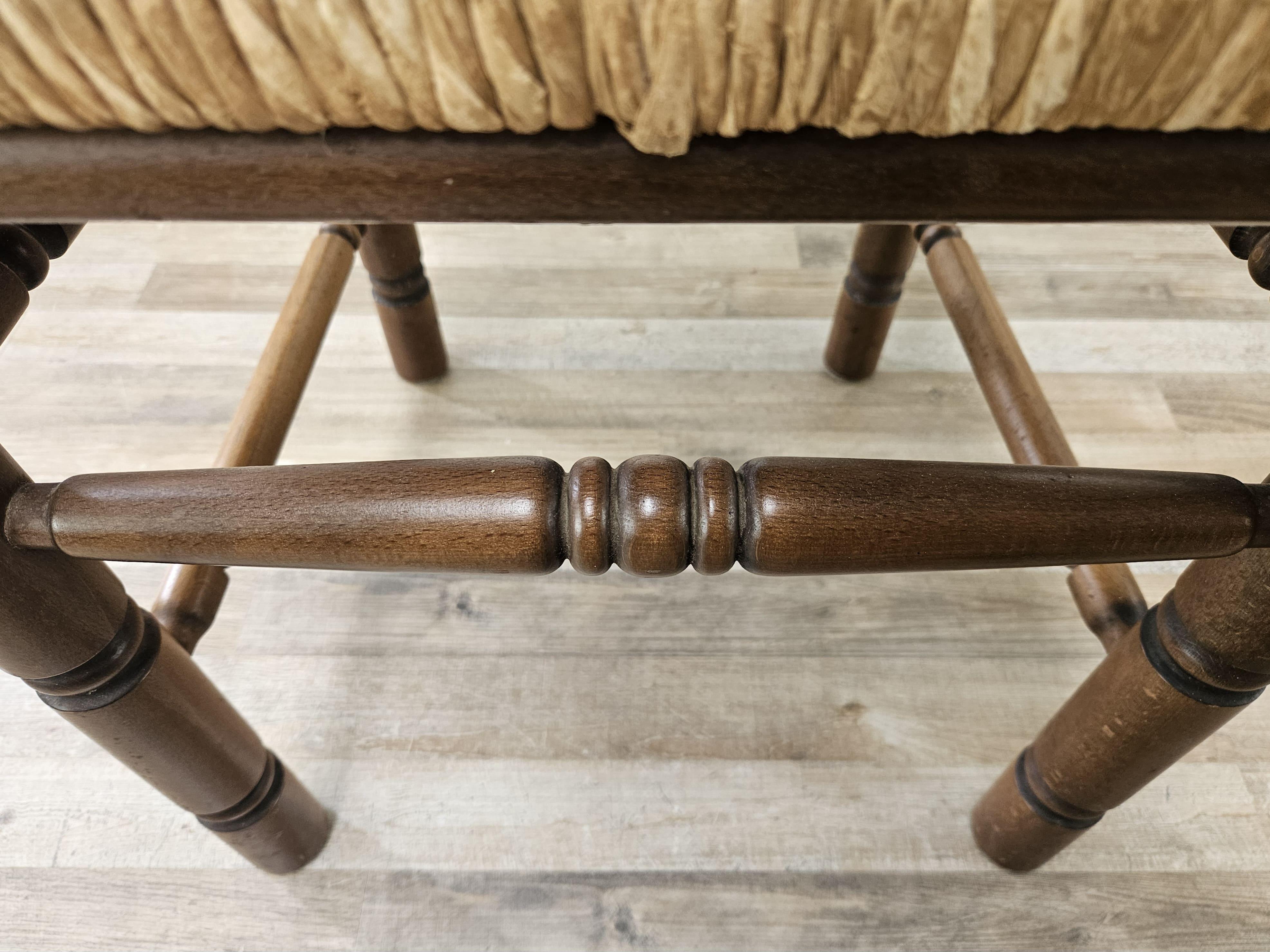 Four solid wood dining chairs with woven straw seat For Sale 4