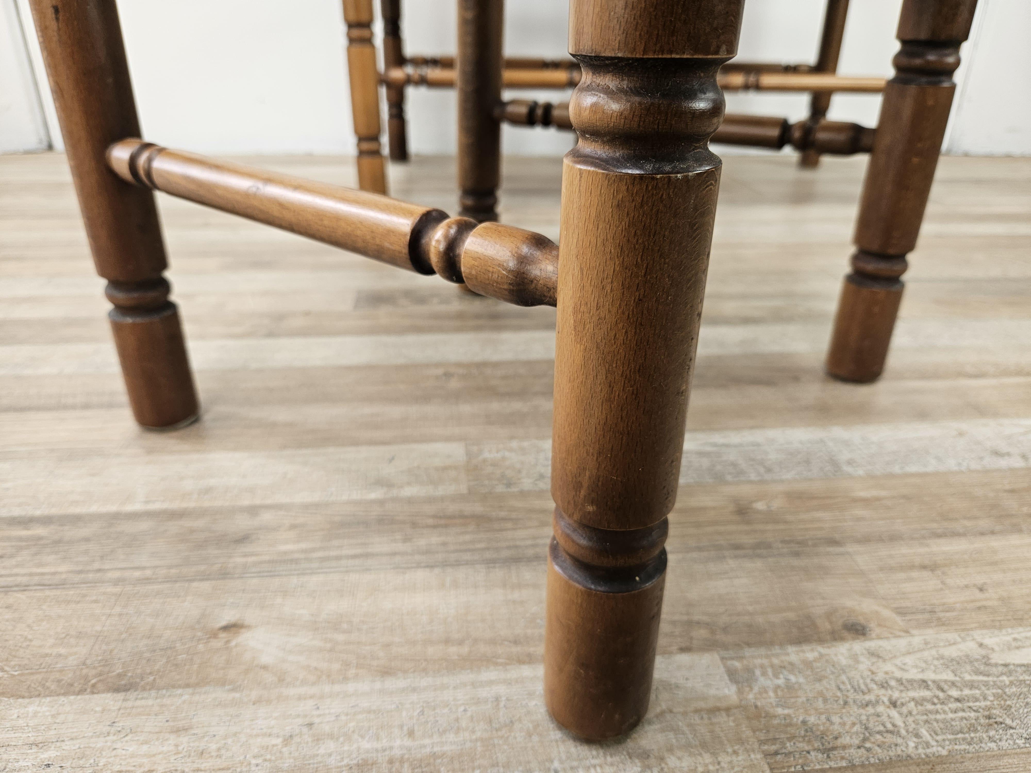 Four solid wood dining chairs with woven straw seat For Sale 6