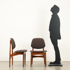 Four Danish 1960s Chairs in Brown Fabric