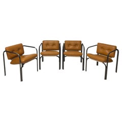 Four leather chairs,  prod. Italian, 1970s