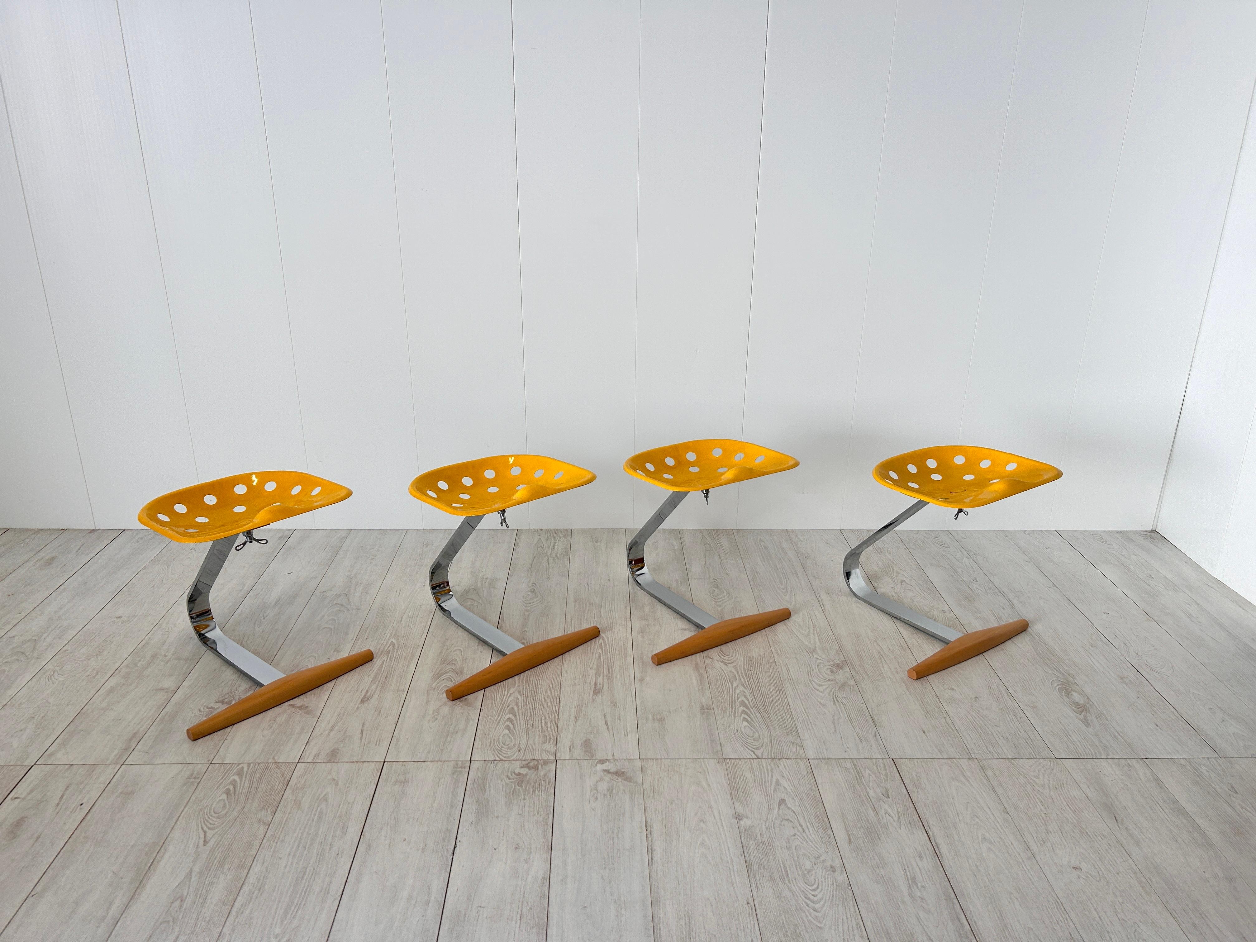 Late 20th Century Quattro sgabelli mod. Mezzadro, Achille e Pier Giacomo Castiglioni, Zanotta, '70