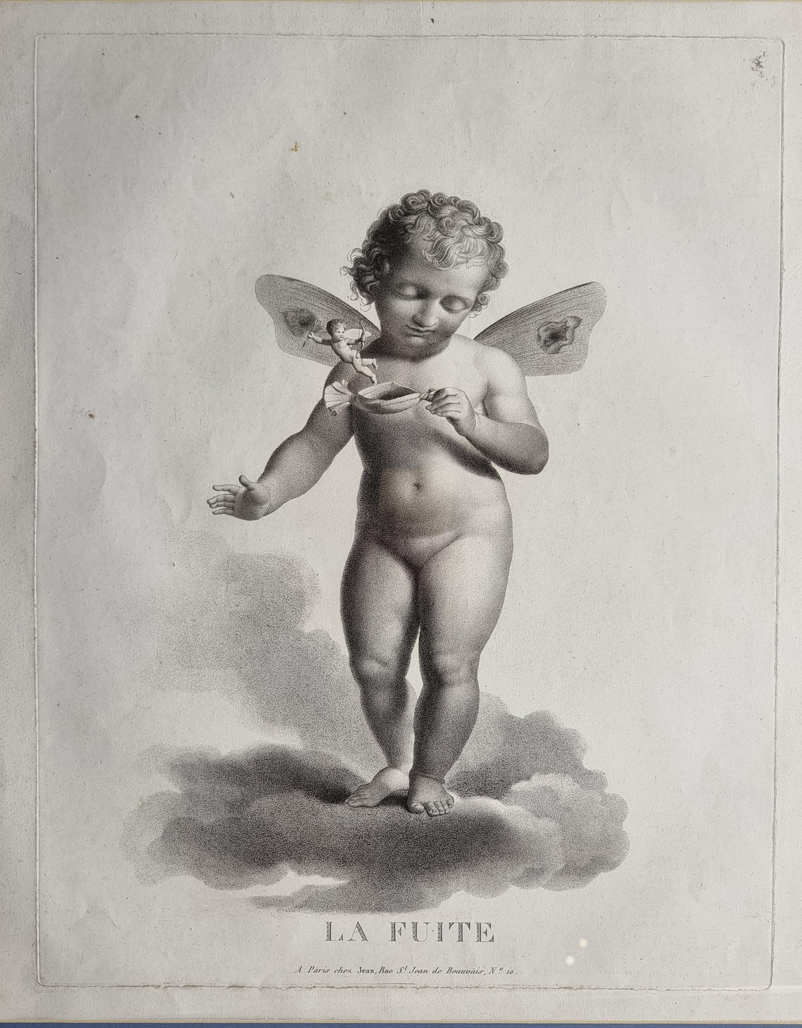 vier französische Drucke, 'Geflügelte Amoretten' Kupferstecher Castel, Verleger Jean - Paris im Angebot 10