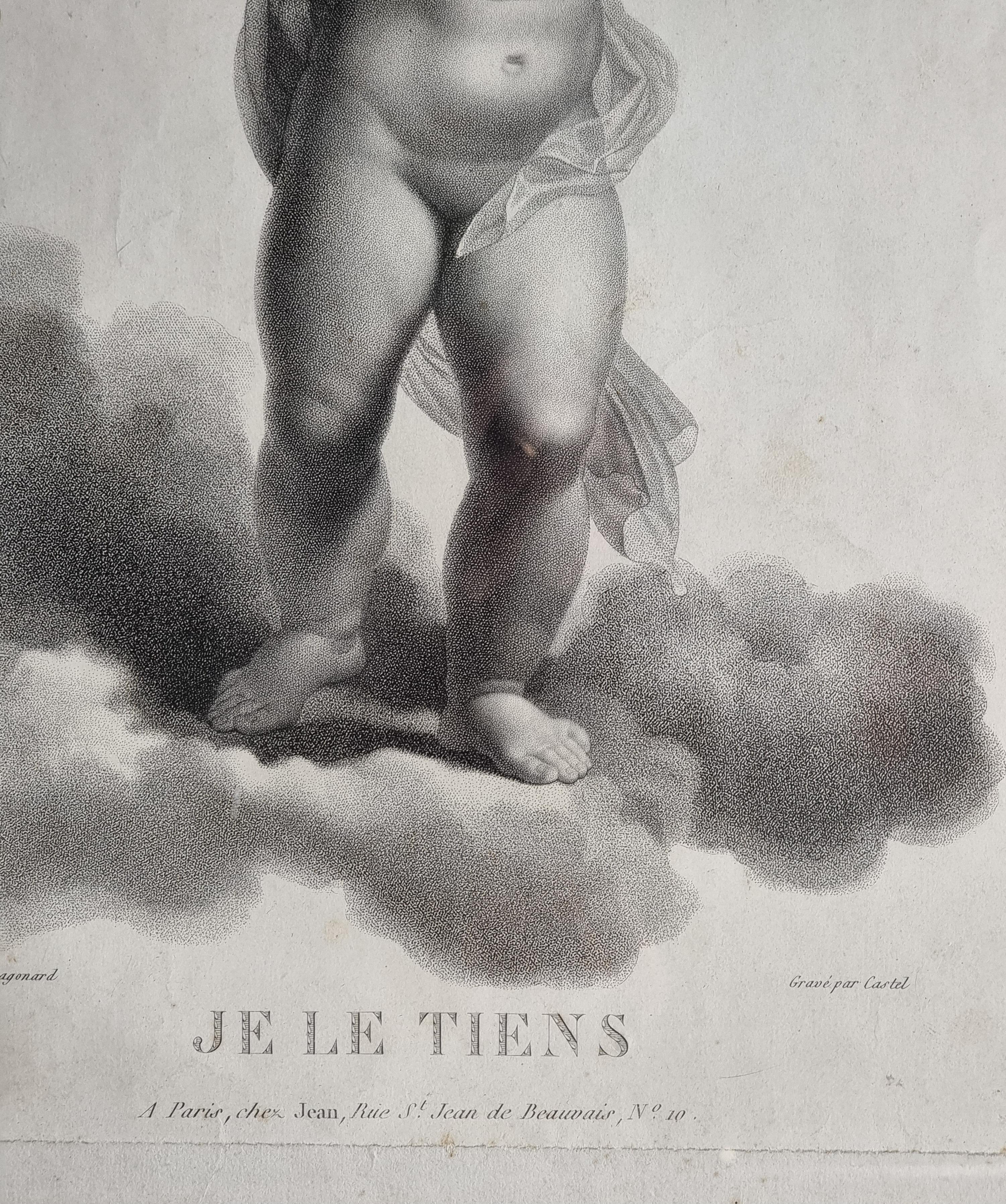 vier französische Drucke, 'Geflügelte Amoretten' Kupferstecher Castel, Verleger Jean - Paris im Angebot 13