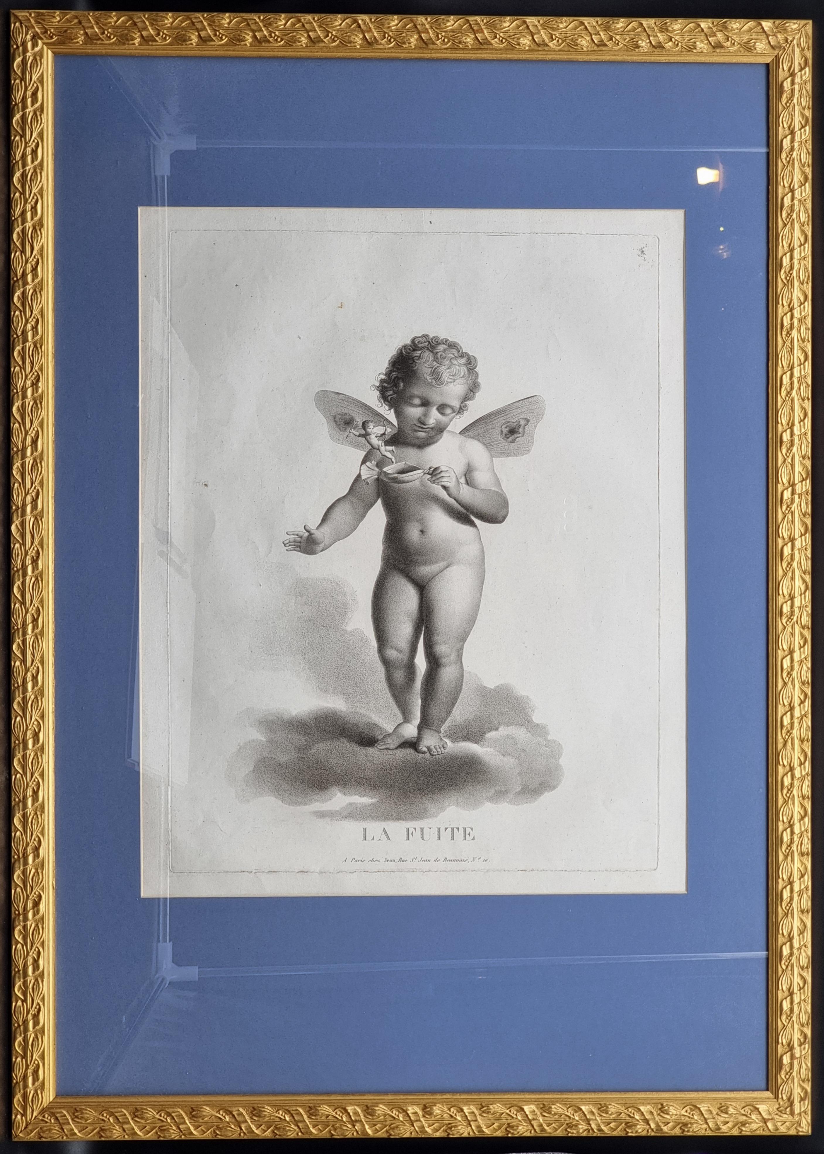 vier französische Drucke, 'Geflügelte Amoretten' Kupferstecher Castel, Verleger Jean - Paris (Papier) im Angebot