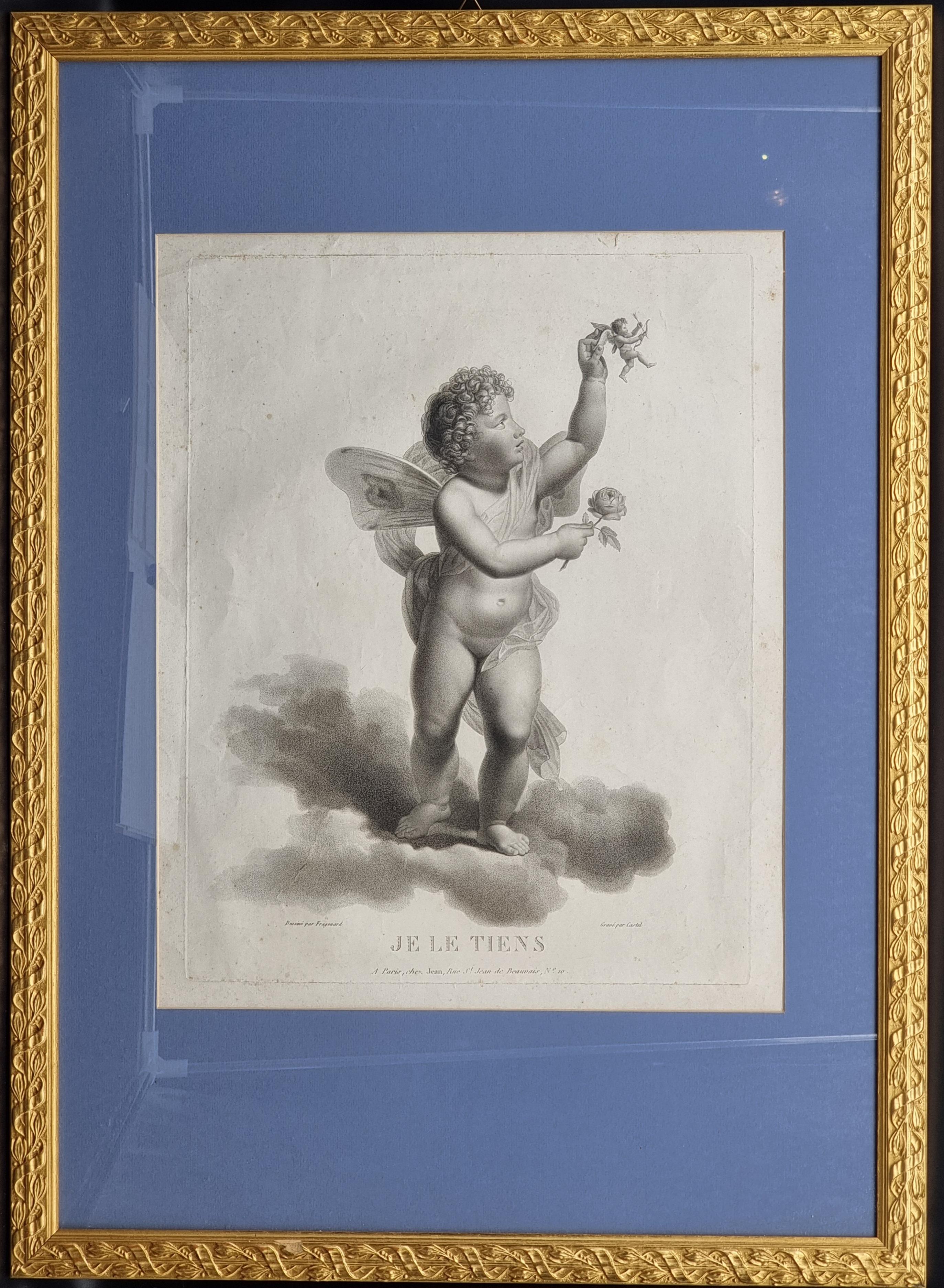 vier französische Drucke, 'Geflügelte Amoretten' Kupferstecher Castel, Verleger Jean - Paris im Angebot 1