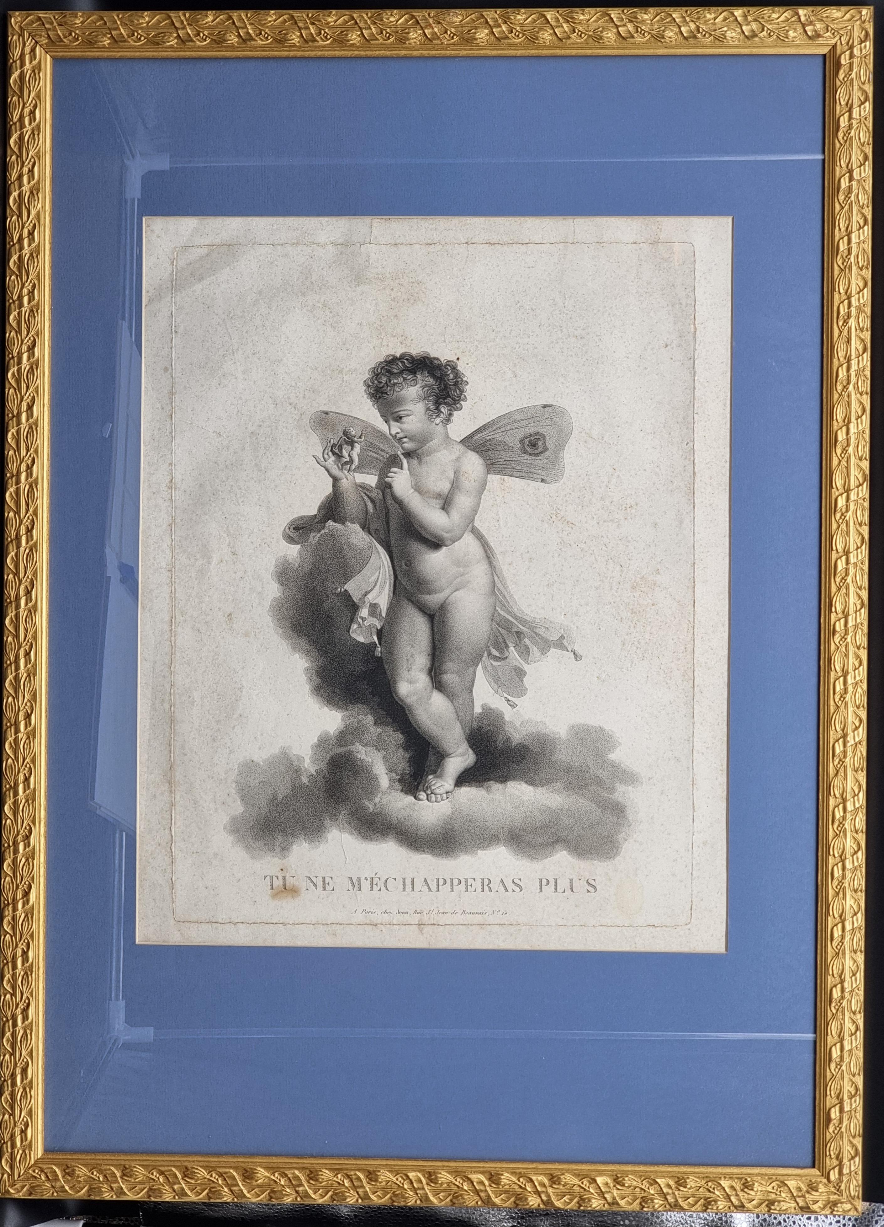 vier französische Drucke, 'Geflügelte Amoretten' Kupferstecher Castel, Verleger Jean - Paris im Angebot 2