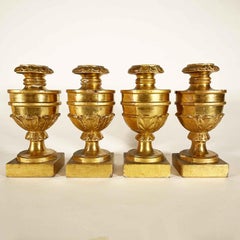 Four Italian Empire Vases 1700 Gilded and Carved Wood Lamp Bases