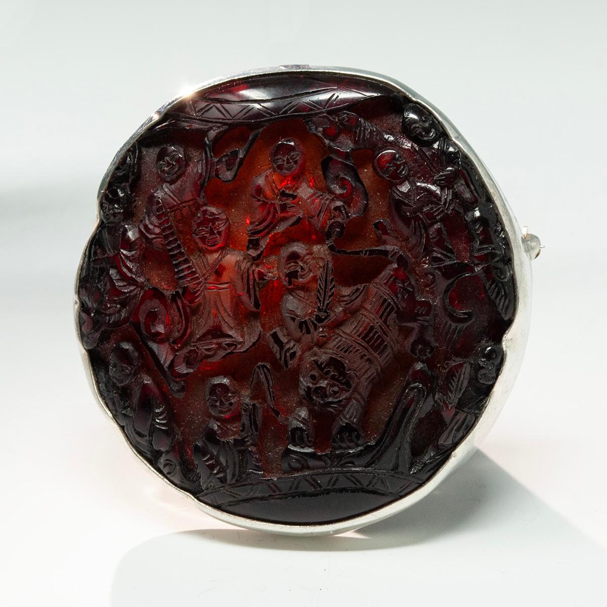 Women's Que Milagros Silver and Cinnabar Brooch