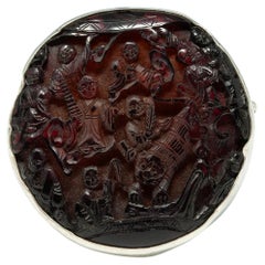 Que Milagros Silver and Cinnabar Brooch