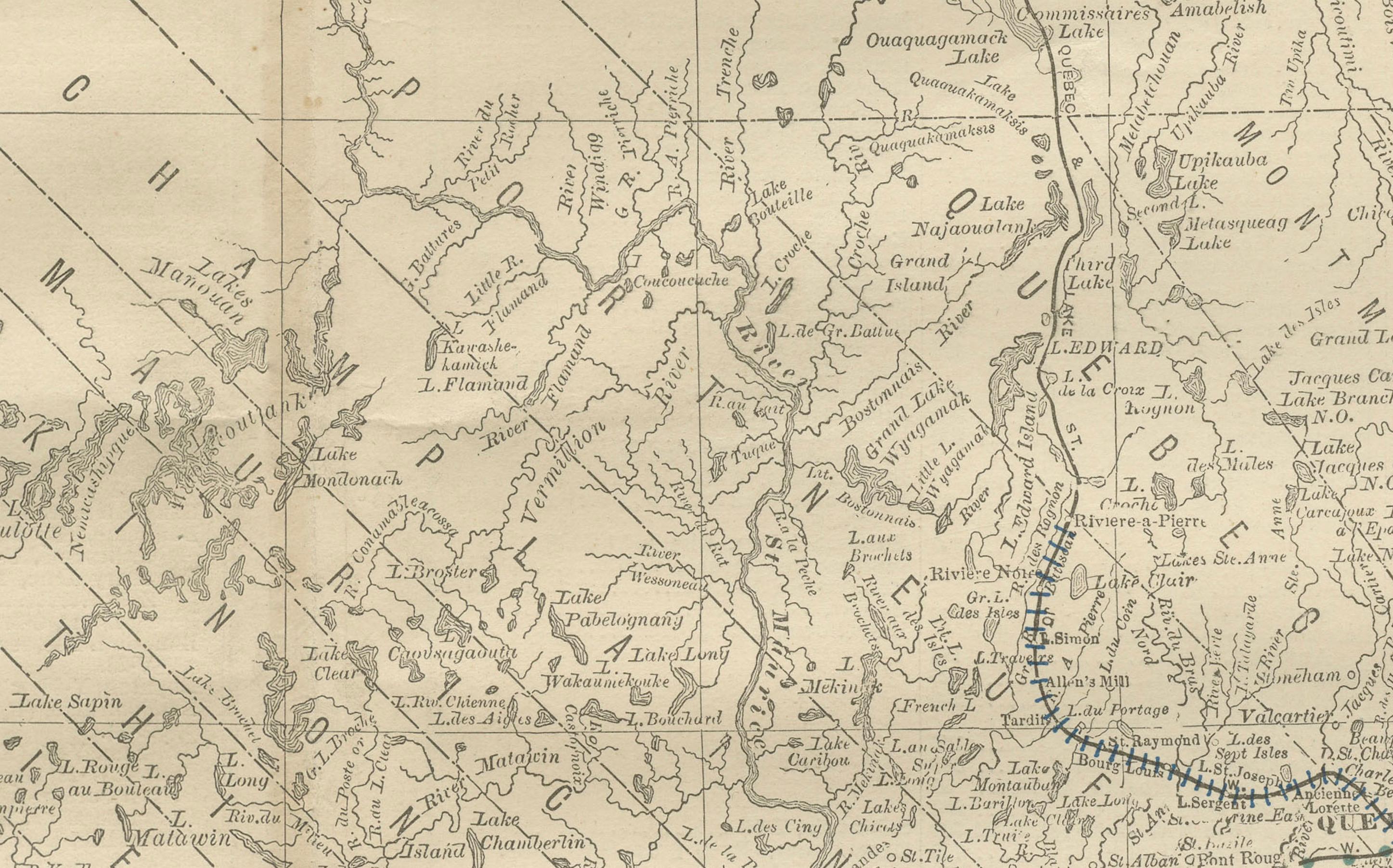 Mappa antica di Quebec, Canada - Rand McNally, circa 1888

Questa antica mappa del Quebec è stata pubblicata da Rand McNally & Co. intorno al 1888. Tratto dalla serie di atlanti della fine del XIX secolo, presenta un ritratto dettagliato della