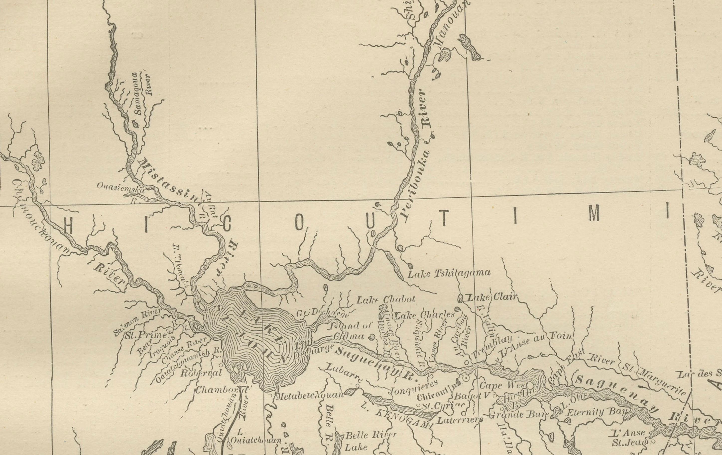 Americano Mappa ferroviaria antica del Québec, 1888 circa - Provincia di La Belle, città e paesi in vendita