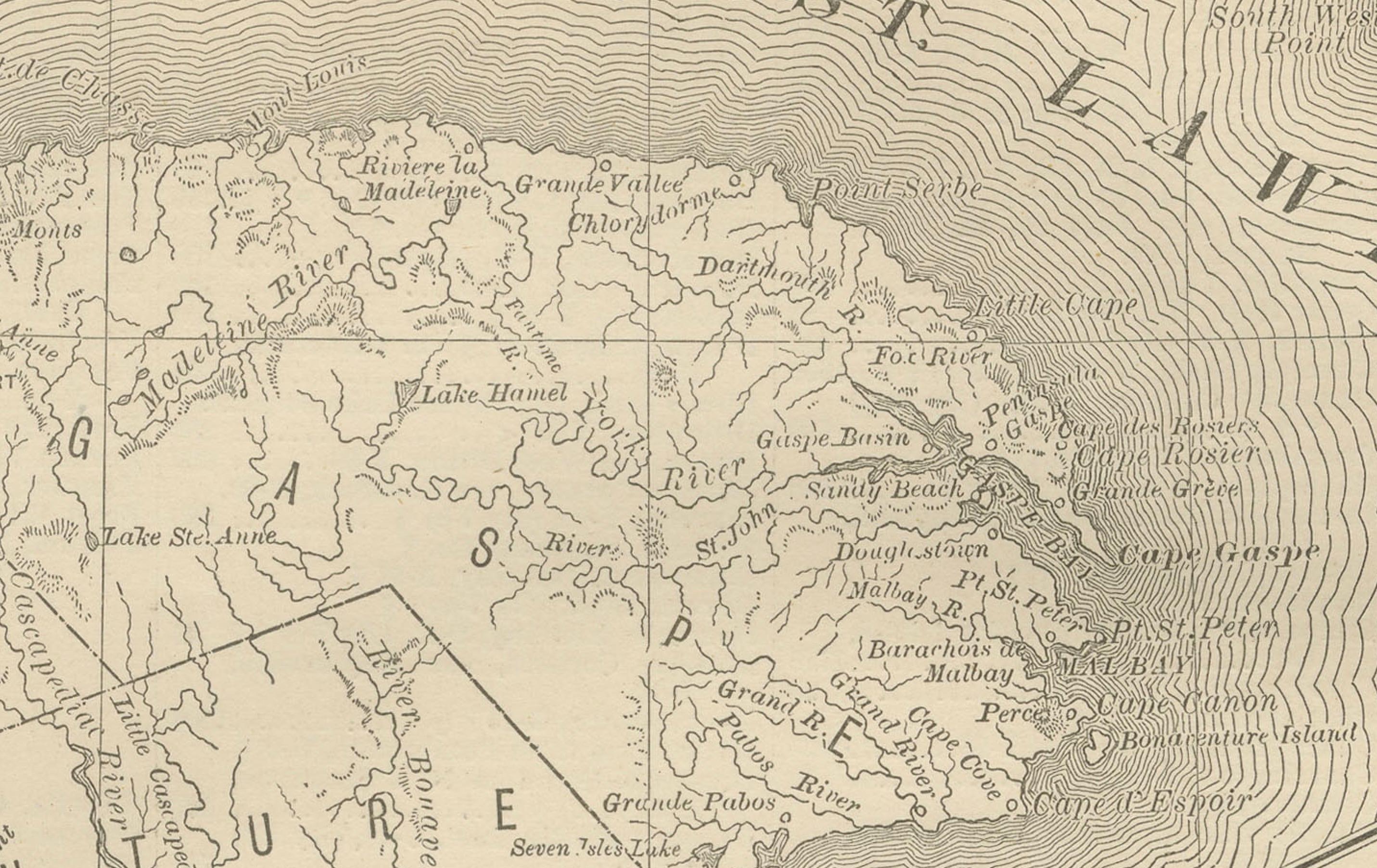 Mappa ferroviaria antica del Québec, 1888 circa - Provincia di La Belle, città e paesi in vendita 1