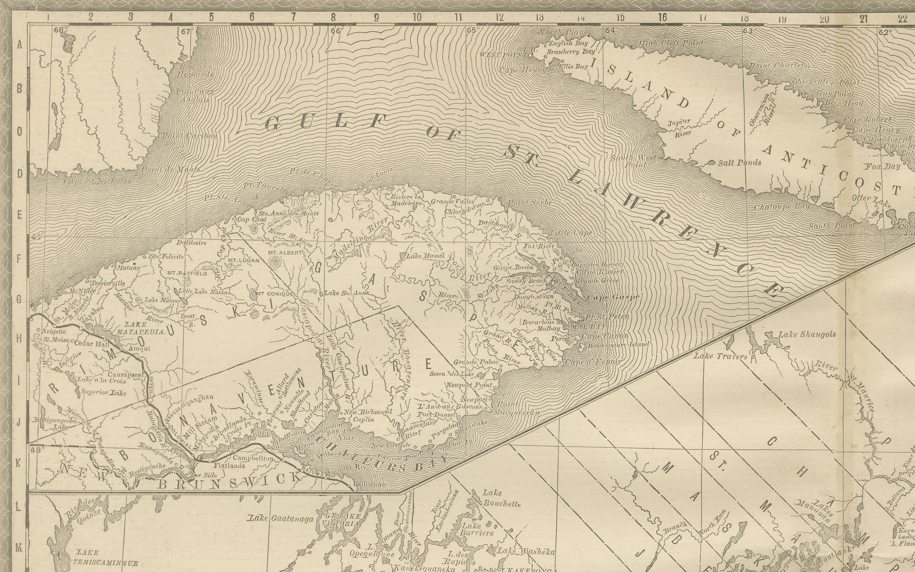 Mappa ferroviaria antica del Québec, 1888 circa - Provincia di La Belle, città e paesi in vendita 2