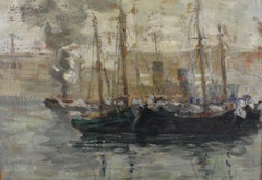 Quebec Canada Harbor Scene Oil Painting Paul B Earle