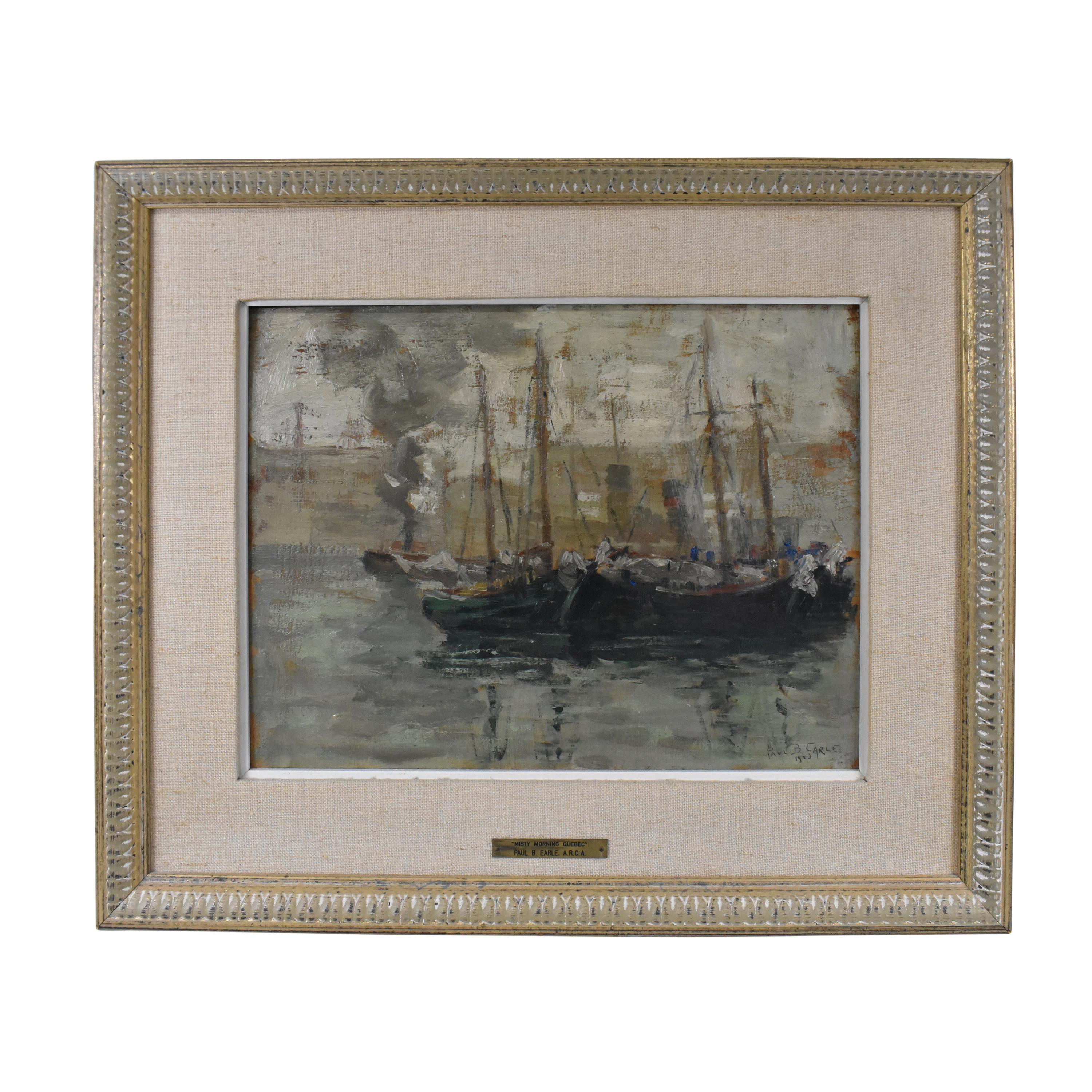 Quebec Canada Harbor Scene Oil Painting Paul B Earle