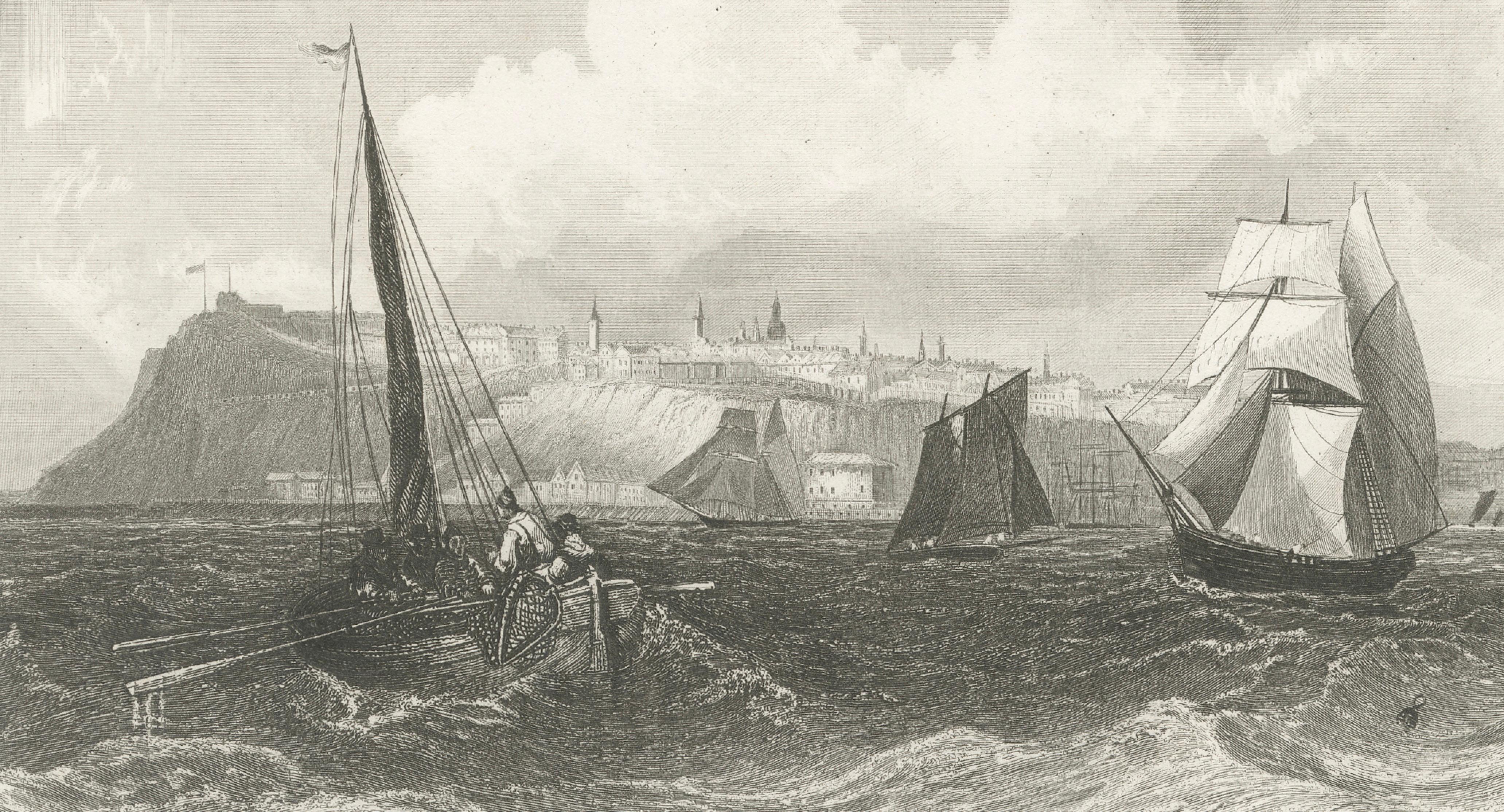 Quebec City Canada Harbor View – Antique Steel Engraving St. Lawrence River 1854