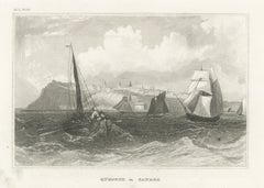 Quebec City Canada Harbor View – Antique Steel Engraving St. Lawrence River 1854