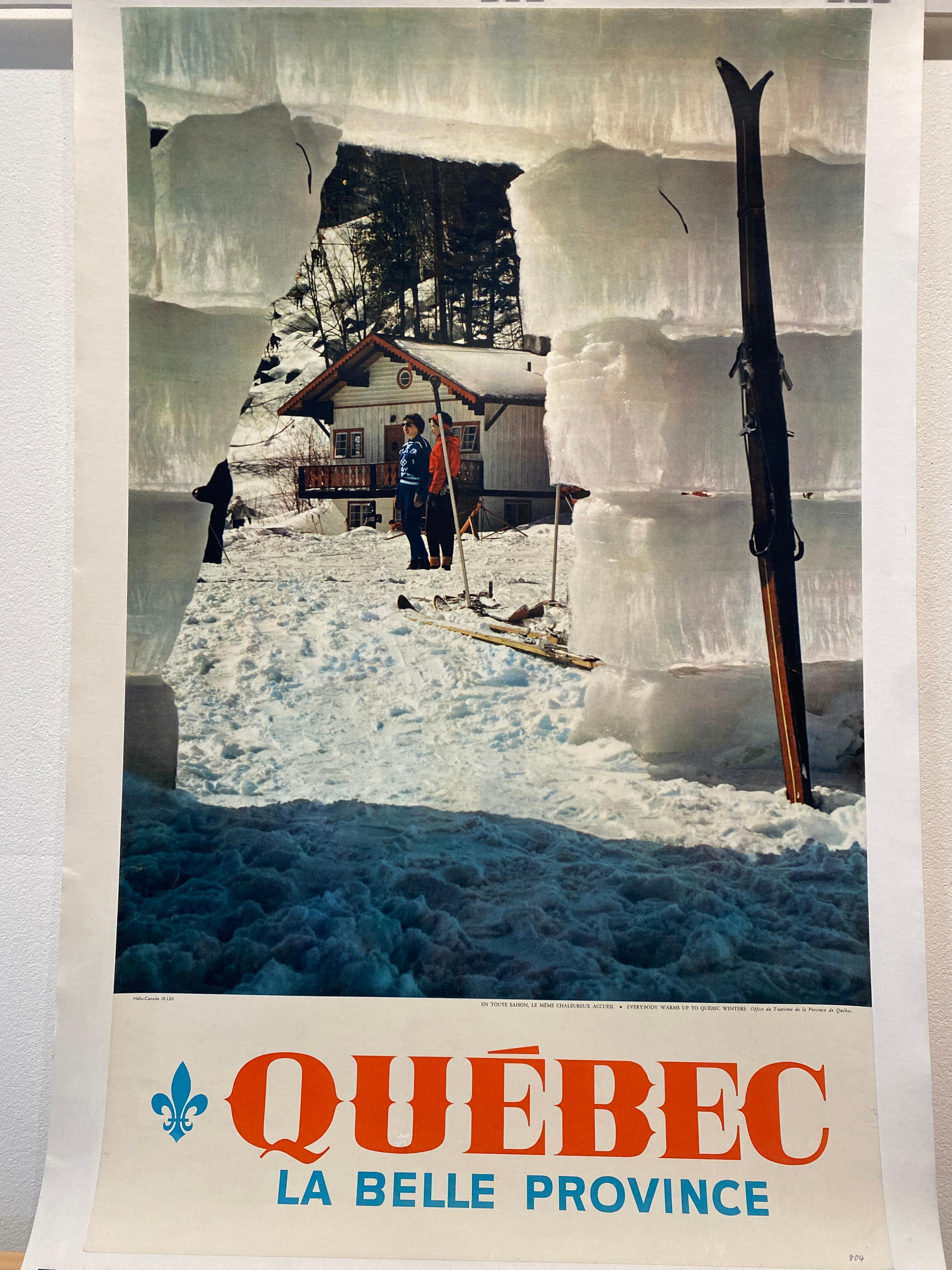 QUEBEC 'La Belle Province' Original Vintage Ski-Reiseplakat, ca. 1950er Jahre (Moderne der Mitte des Jahrhunderts) im Angebot