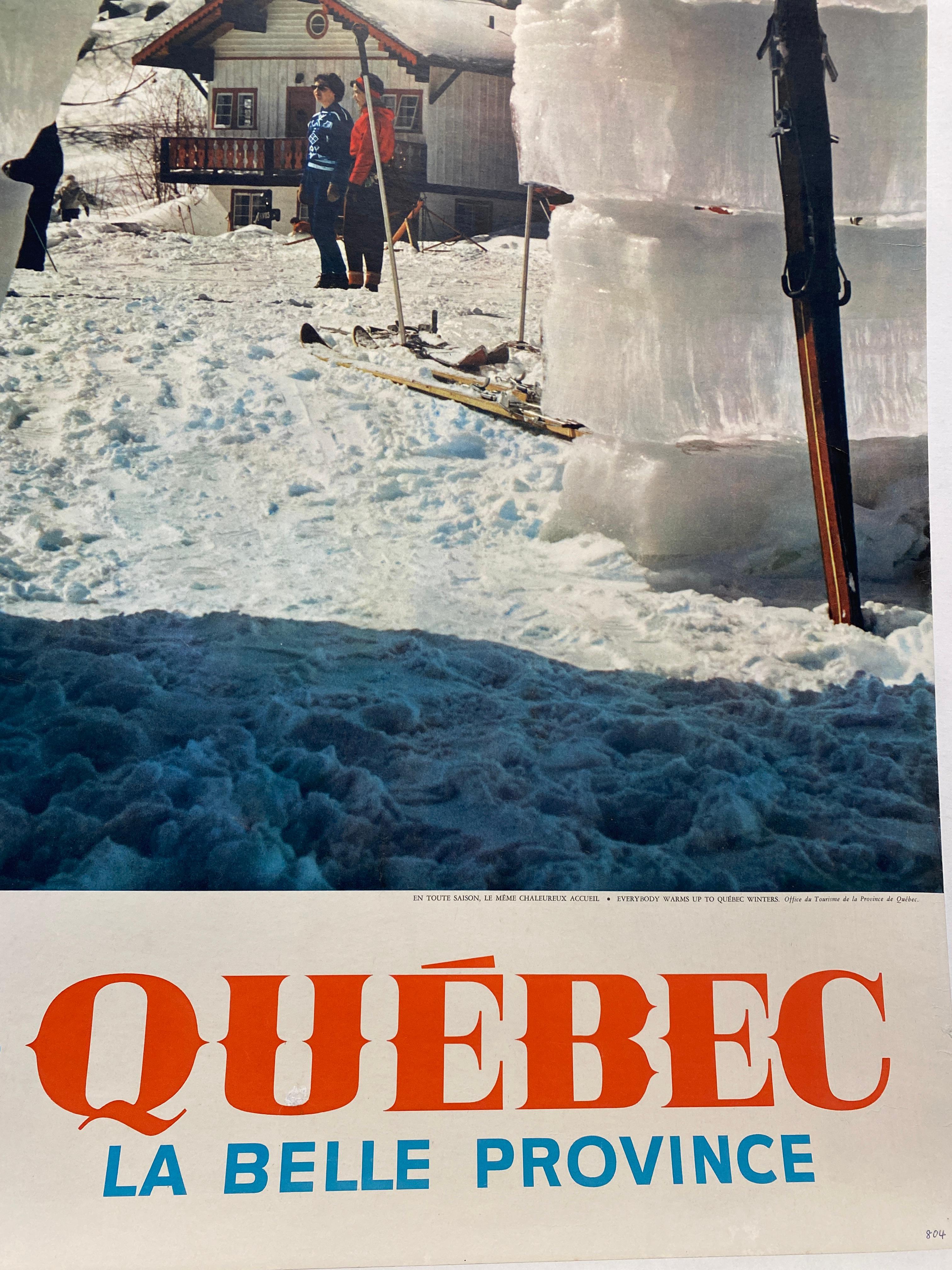 QUEBEC 'La Belle Province' Original Vintage Ski-Reiseplakat, ca. 1950er Jahre (Mitte des 20. Jahrhunderts) im Angebot