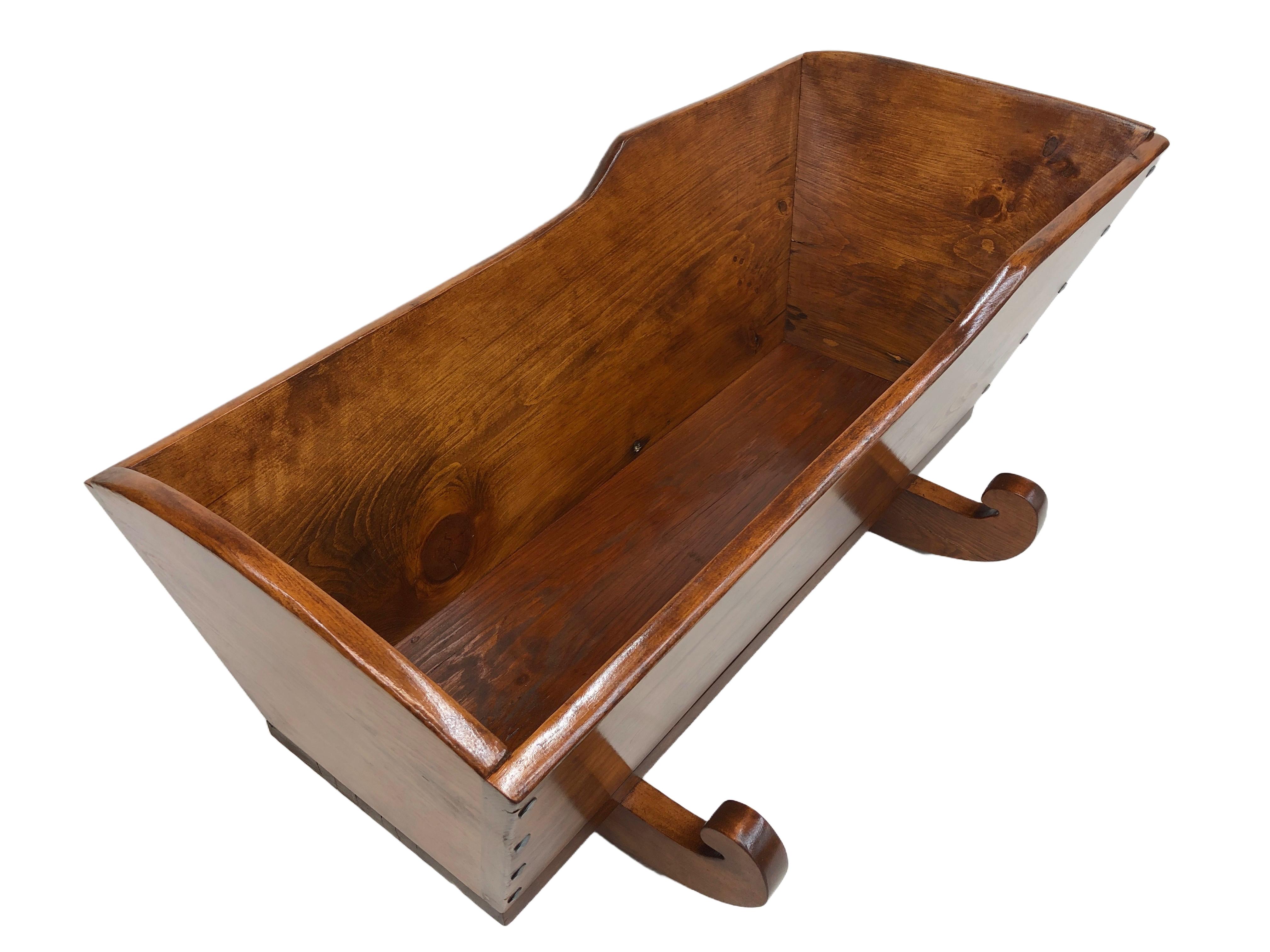 Lacquered Quebec Pine Cradle Bassinet 19th Century For Sale