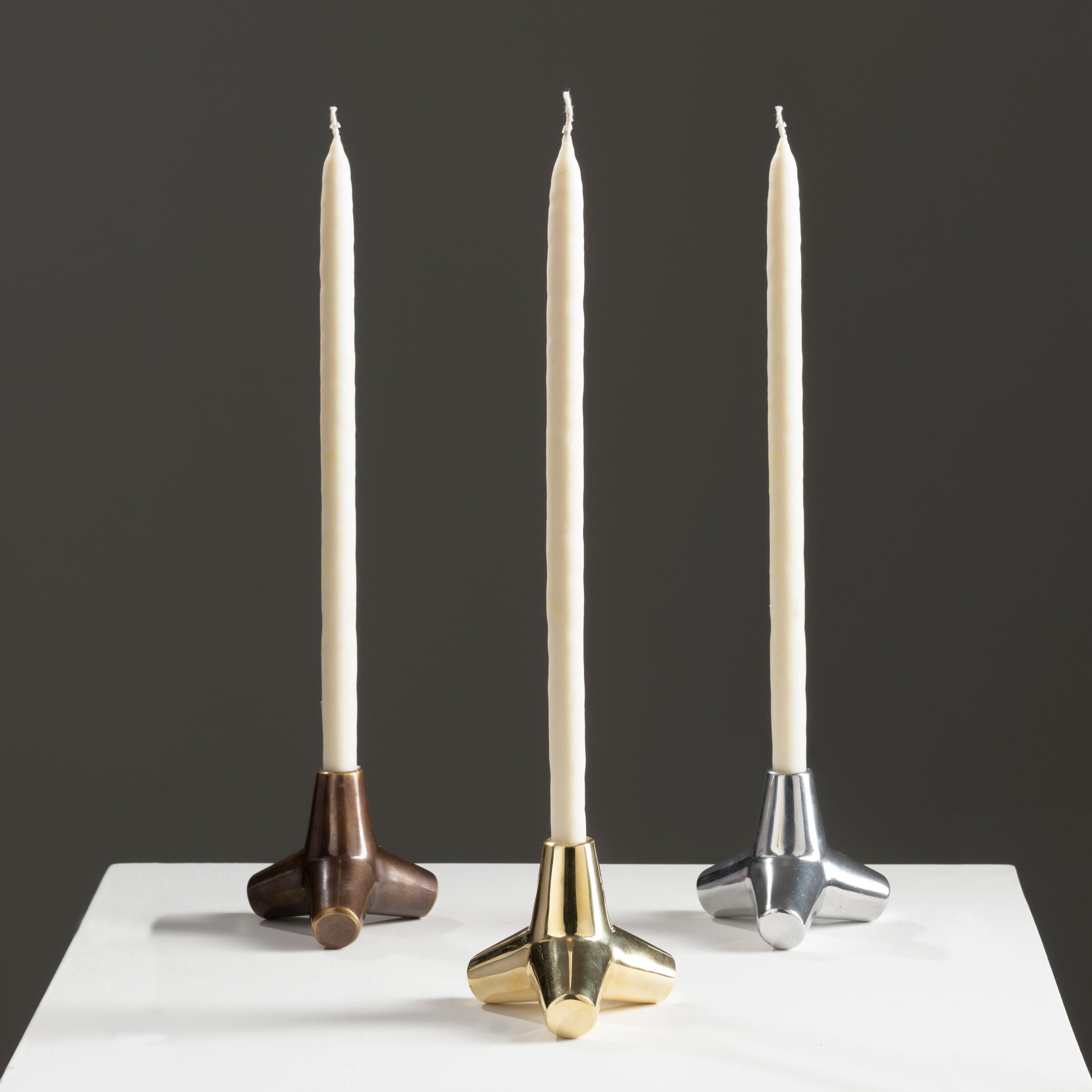 Quebra-mar brass and aluminium candle holder For Sale 7
