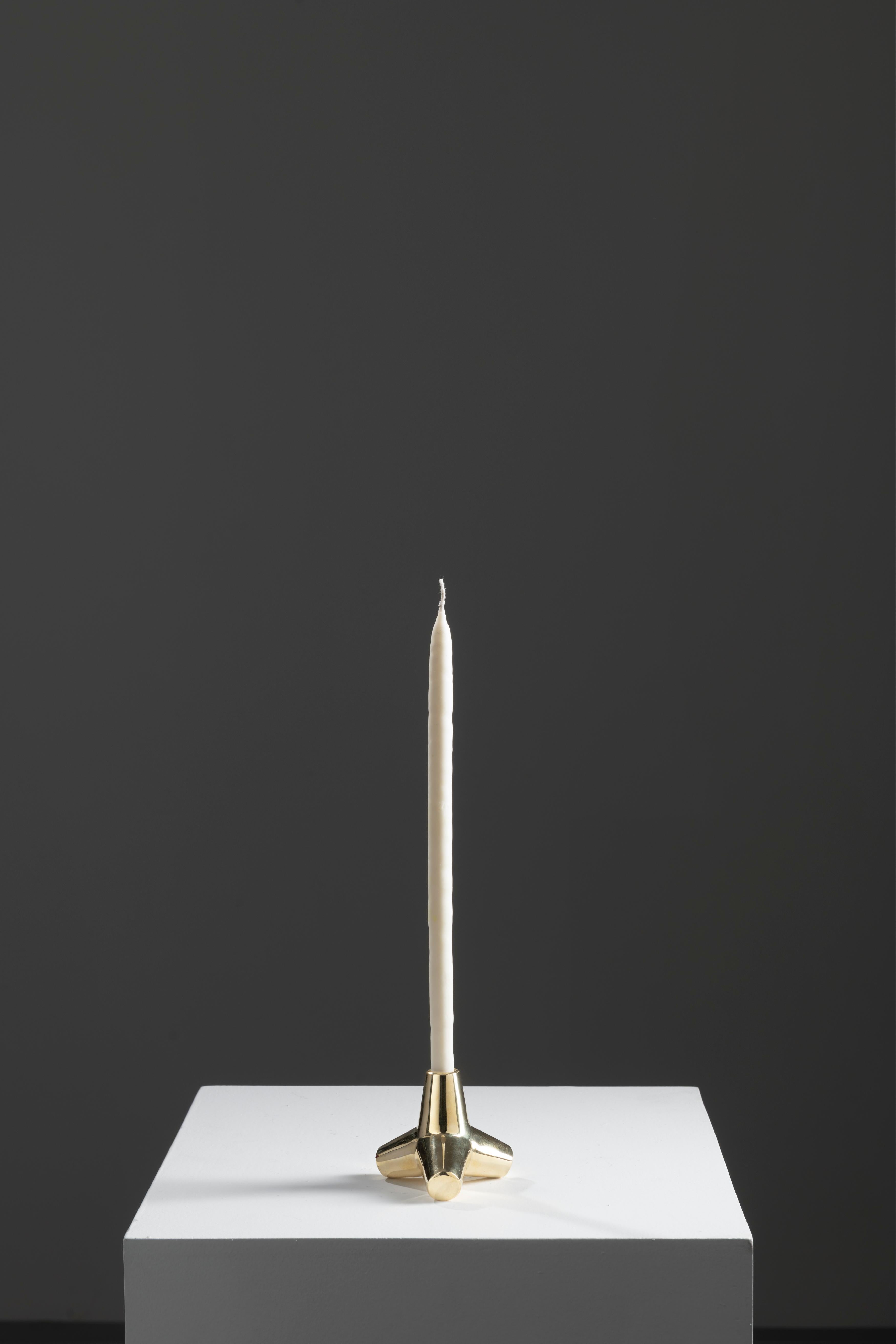Cast Quebra-mar brass and aluminium candle holder For Sale
