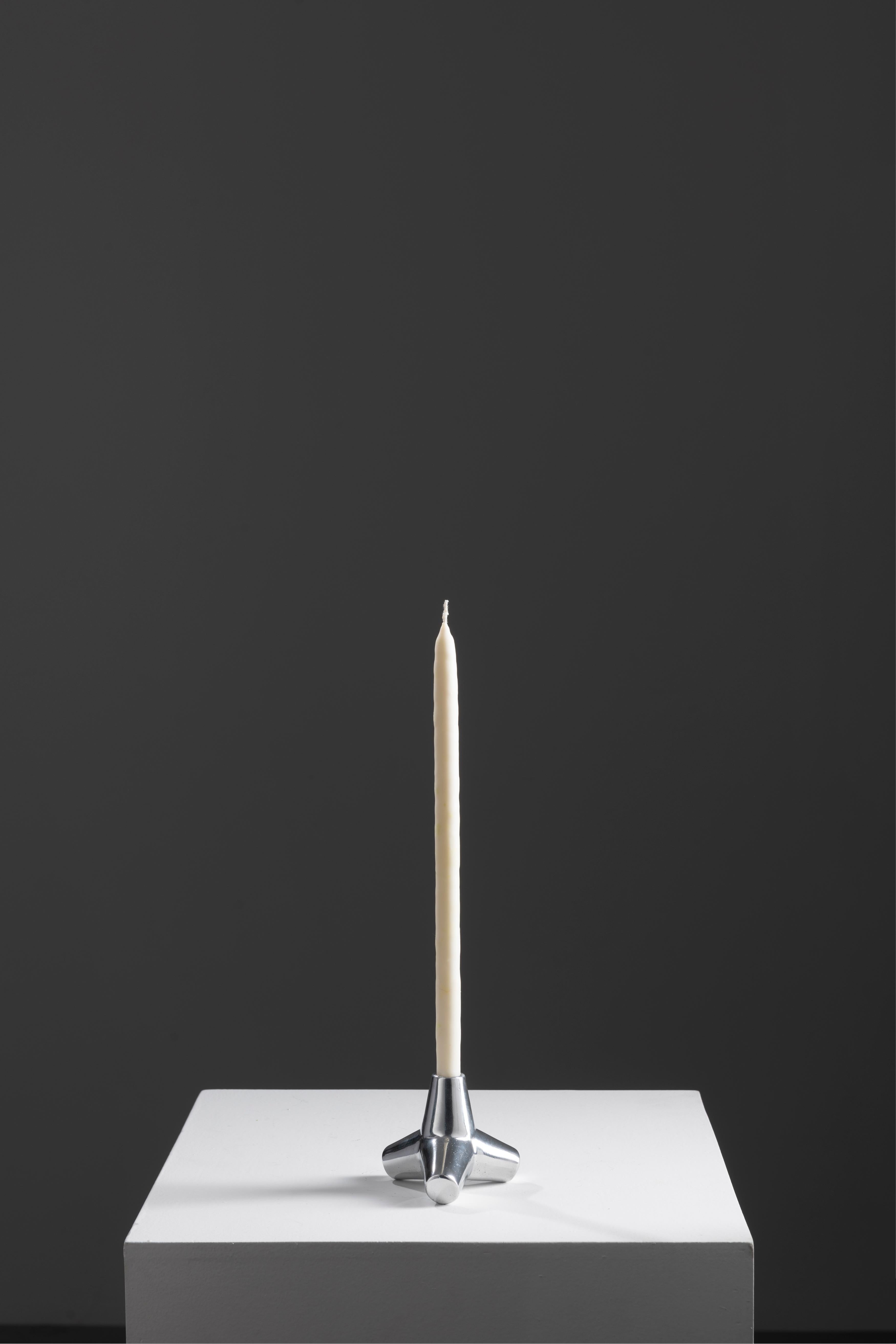 Contemporary Quebra-mar brass and aluminium candle holder For Sale