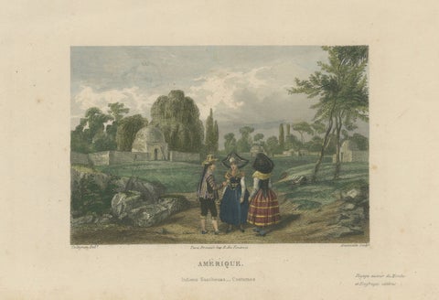 Quechua Indigenous Costumes, South America, Hand-Colored Print, 1843