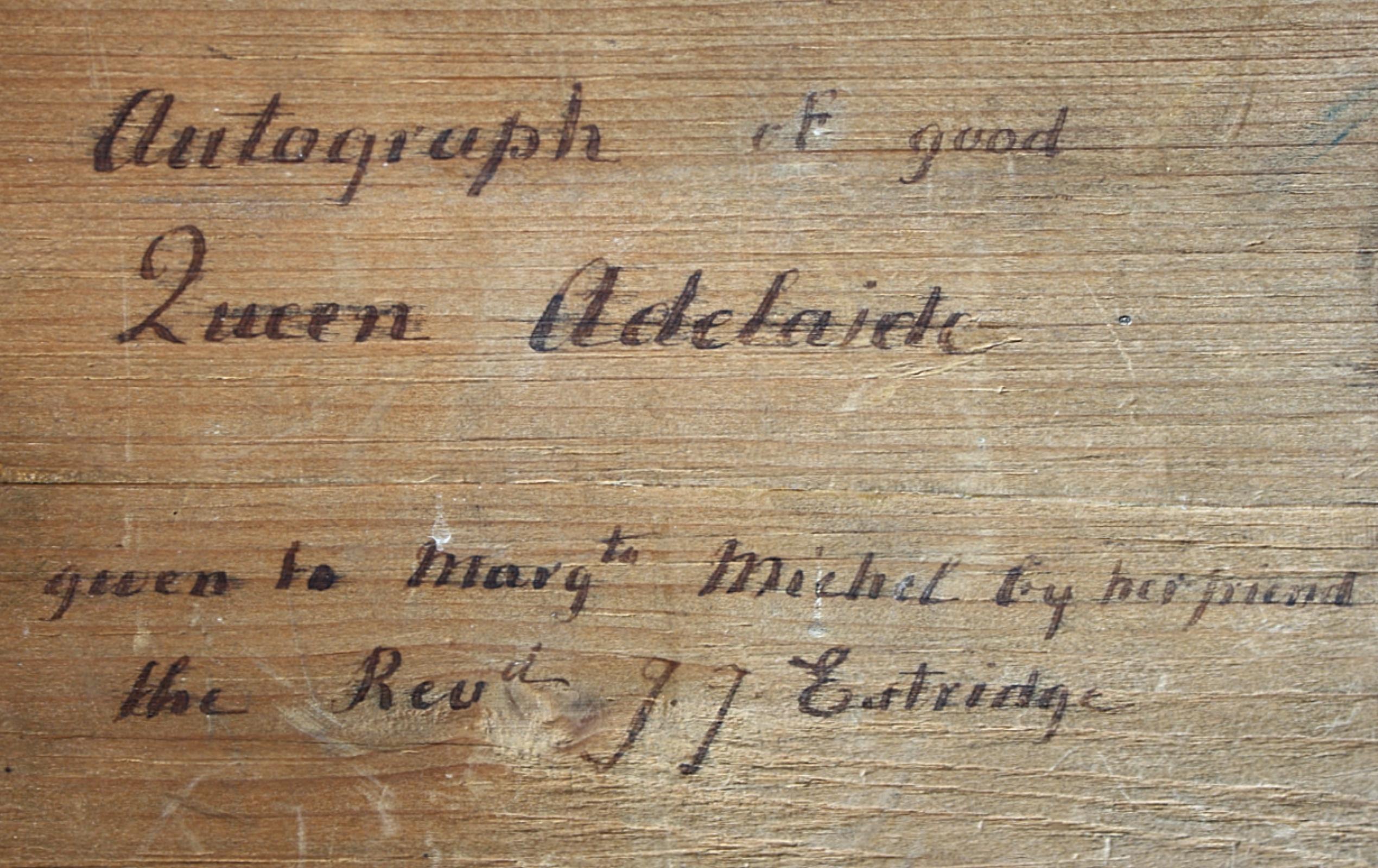 Gesso Queen Adelaide, Dowager Queen of England Autograph Dated 1842 Ephesian
