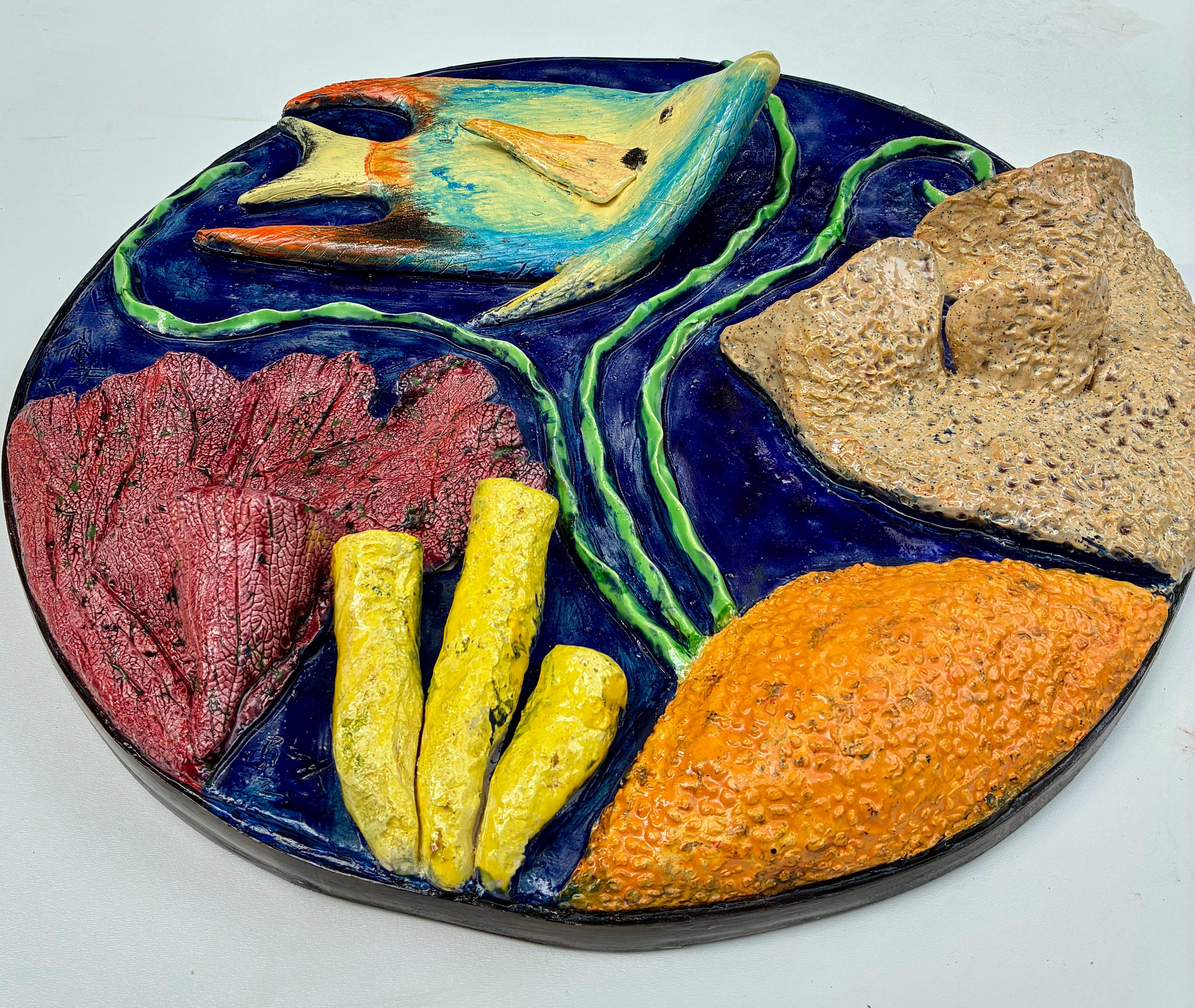 Queen Angel Fisch Keramik Wandskulptur (amerikanisch) im Angebot