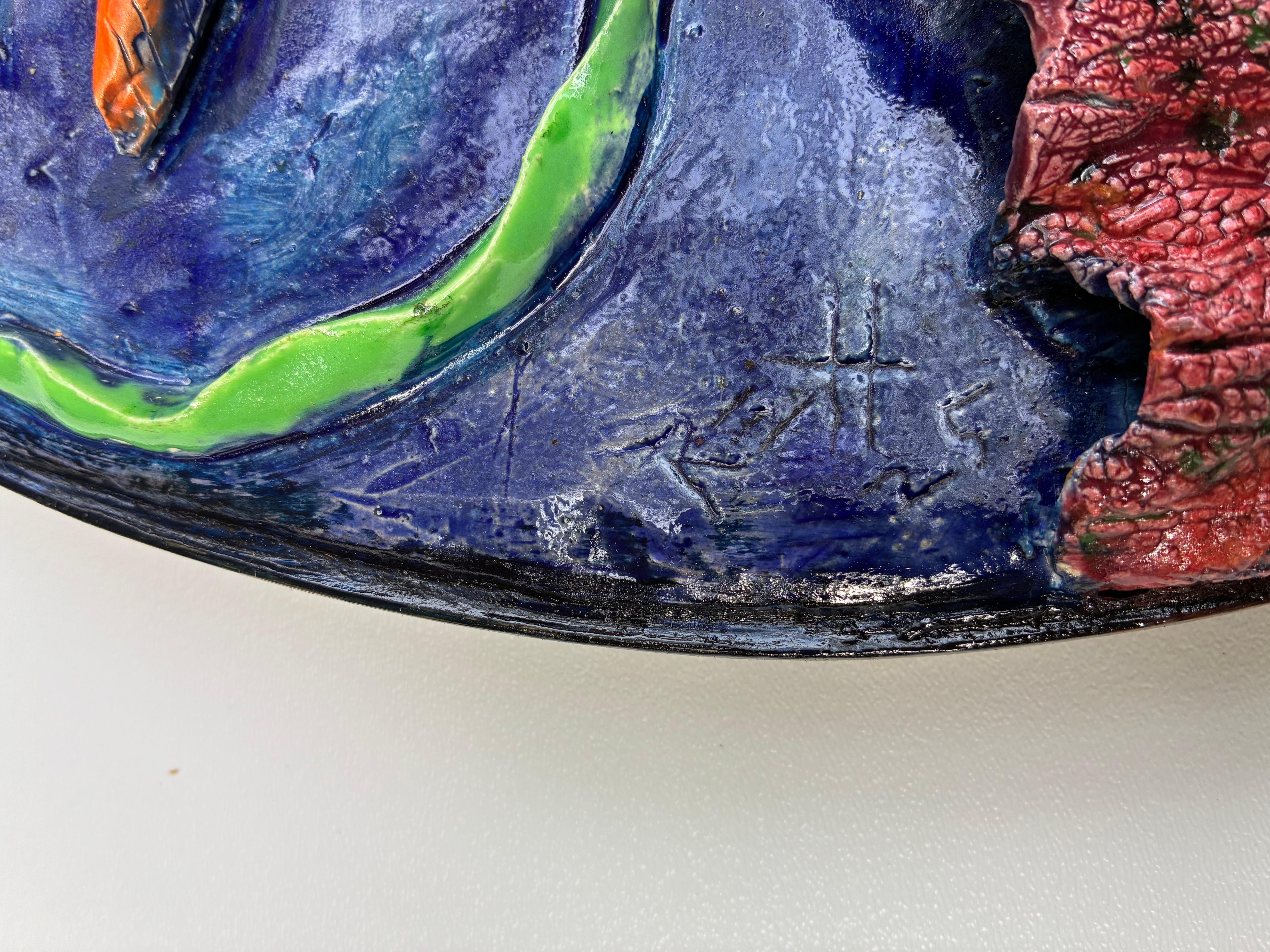 Queen Angel Fisch Keramik Wandskulptur (Gebrannt) im Angebot