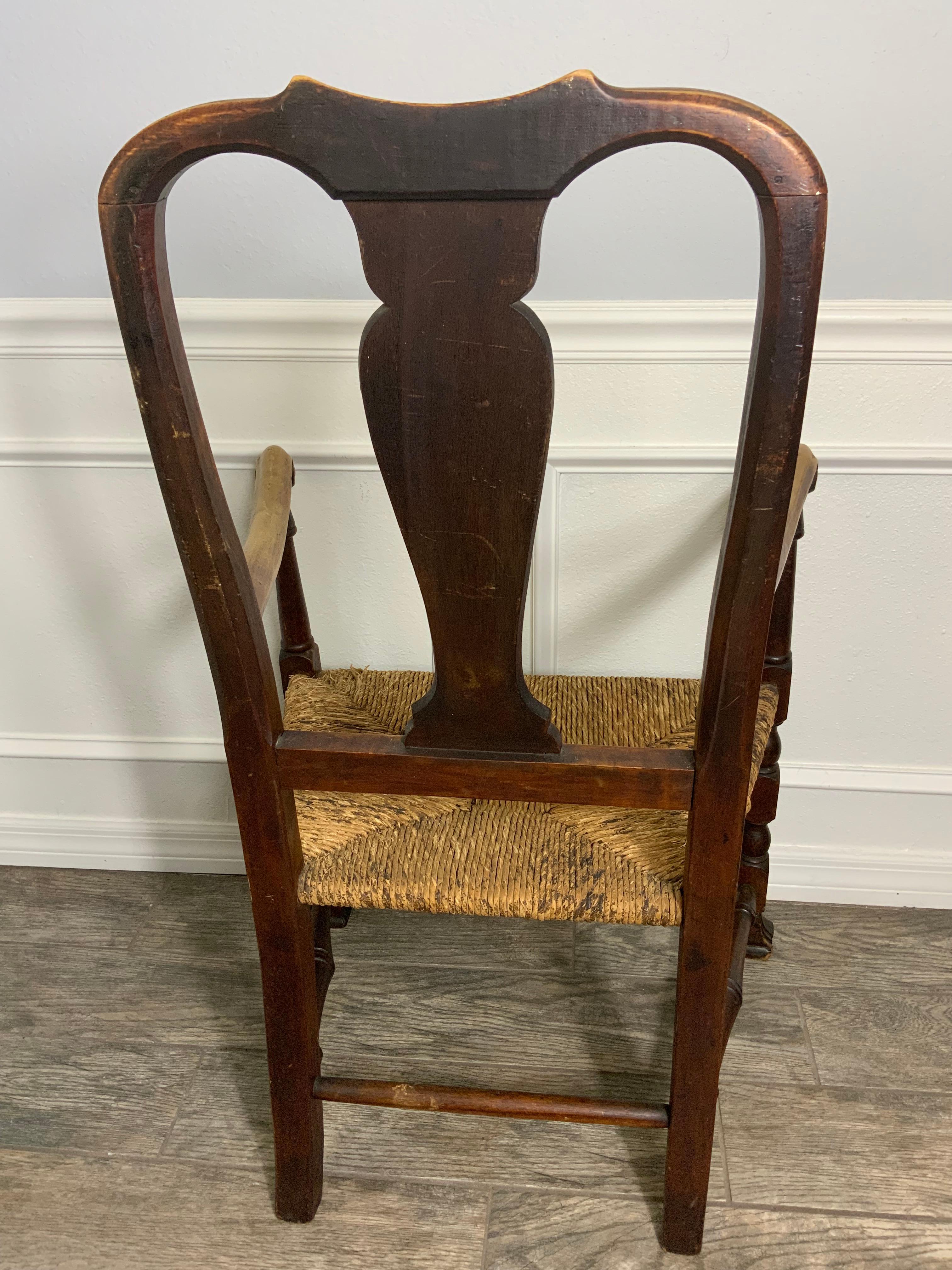 Érable Fauteuil Queen Anne New England en érable en vente